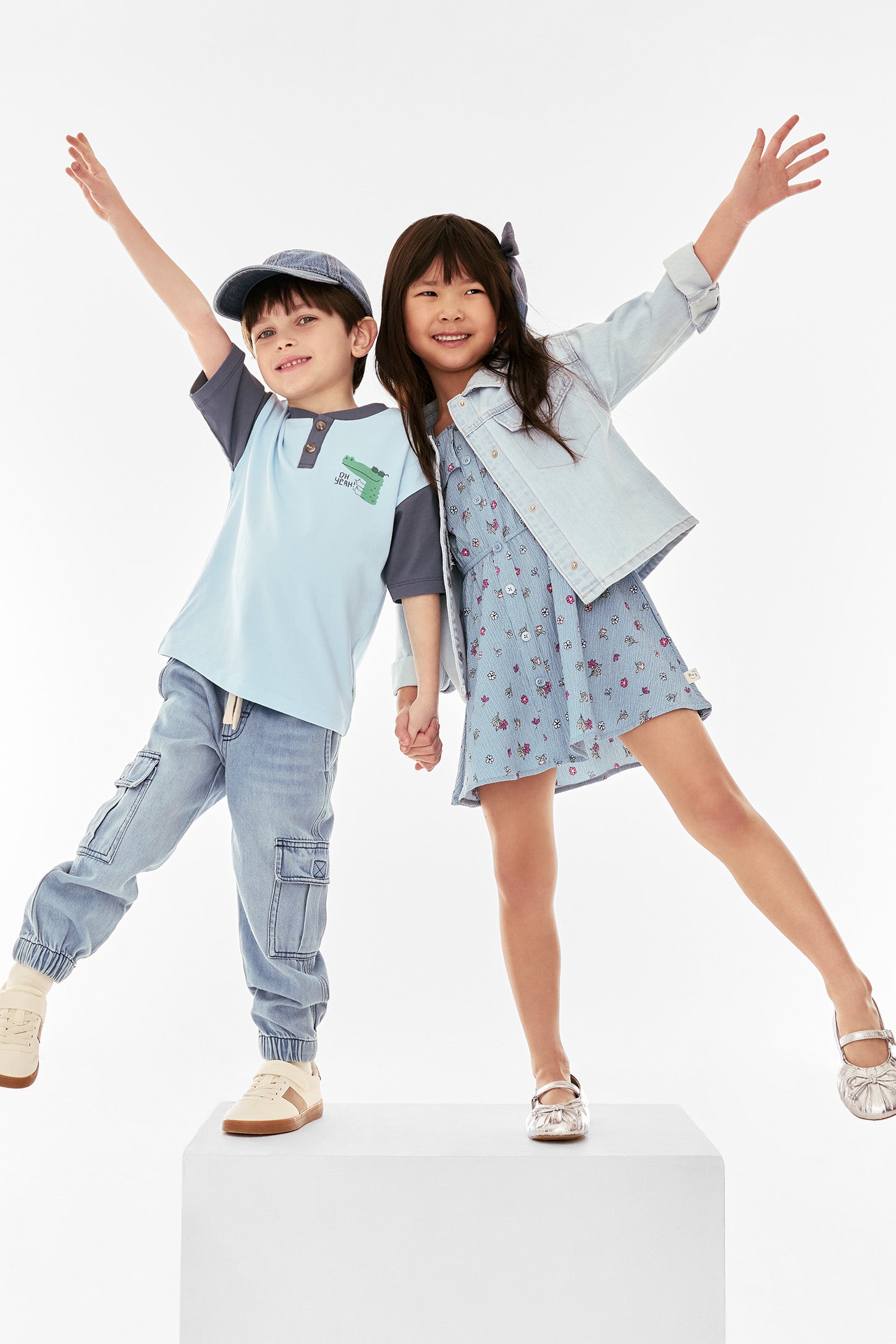 T-shirt col henley coton - Enfant garçon && BLEU