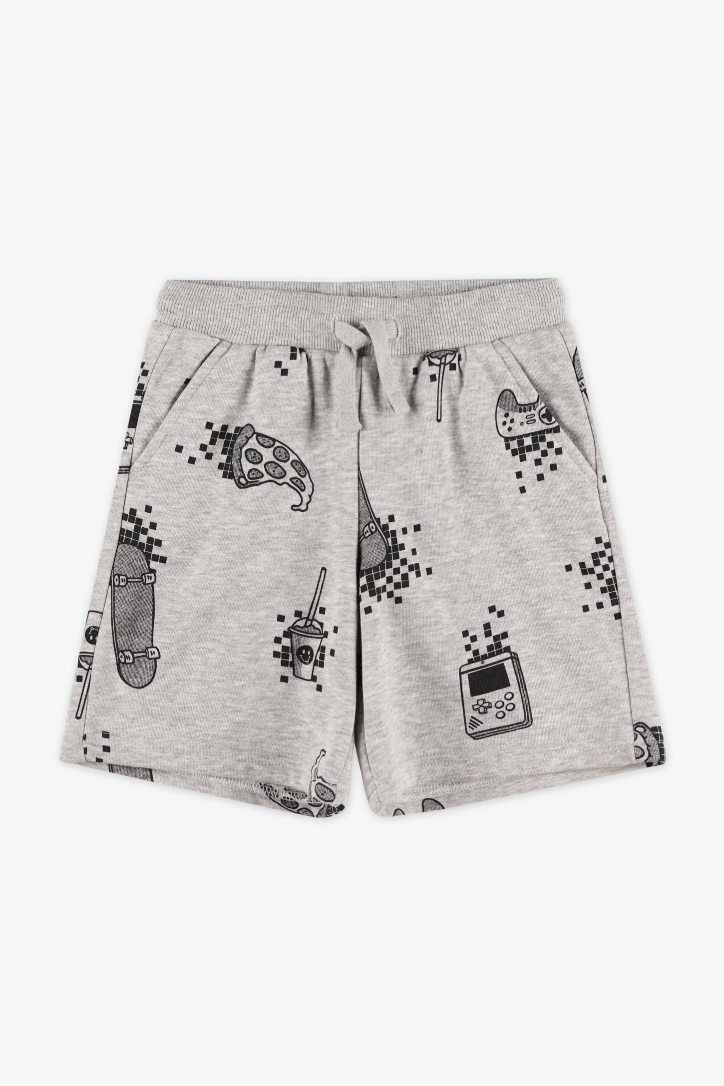 Short coton ouaté imprimé - Enfant garçon && GRIS MIXTE