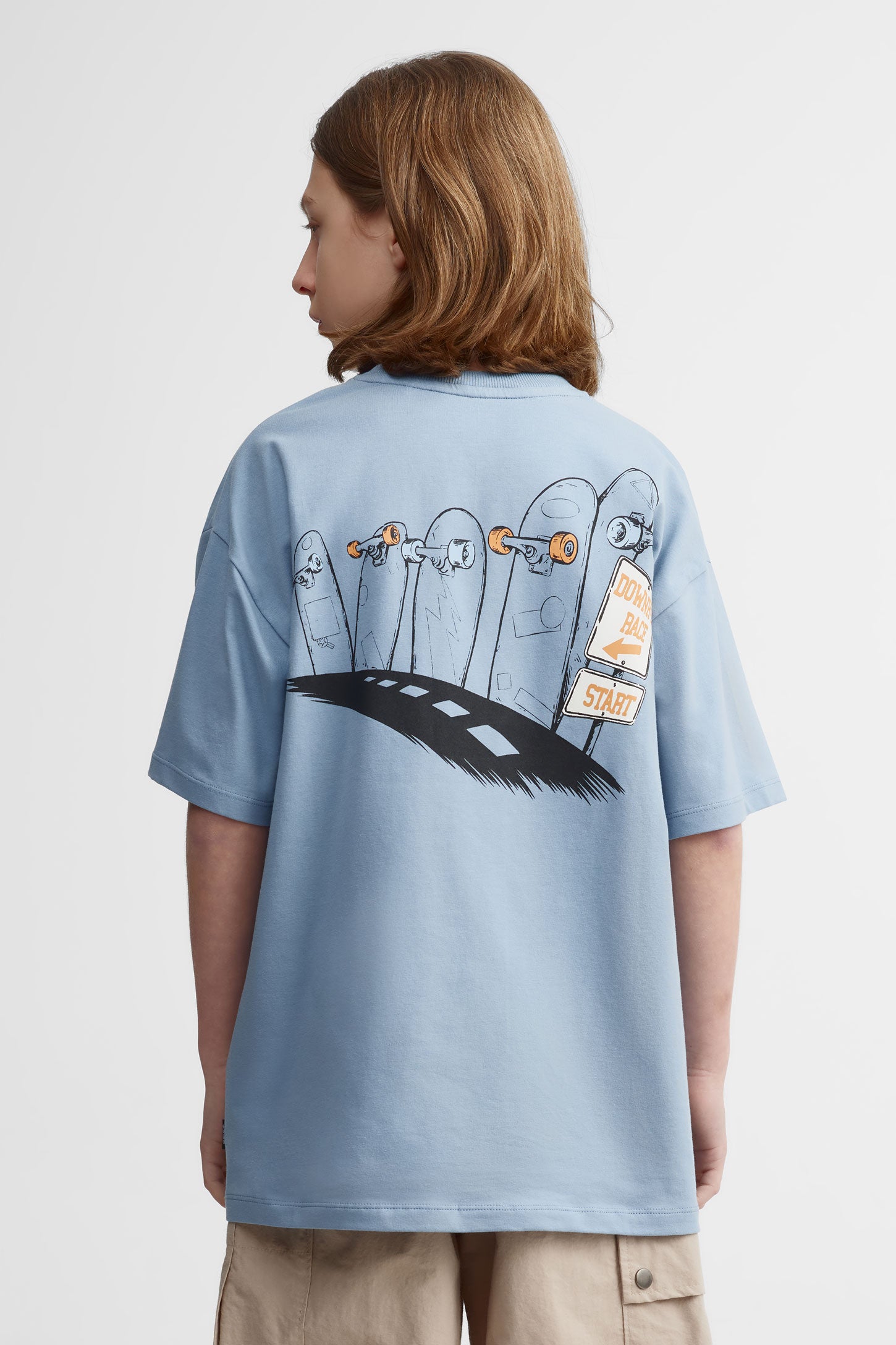 T-shirt col rond coupe surdimensionnée - Ado garçon && BLEU