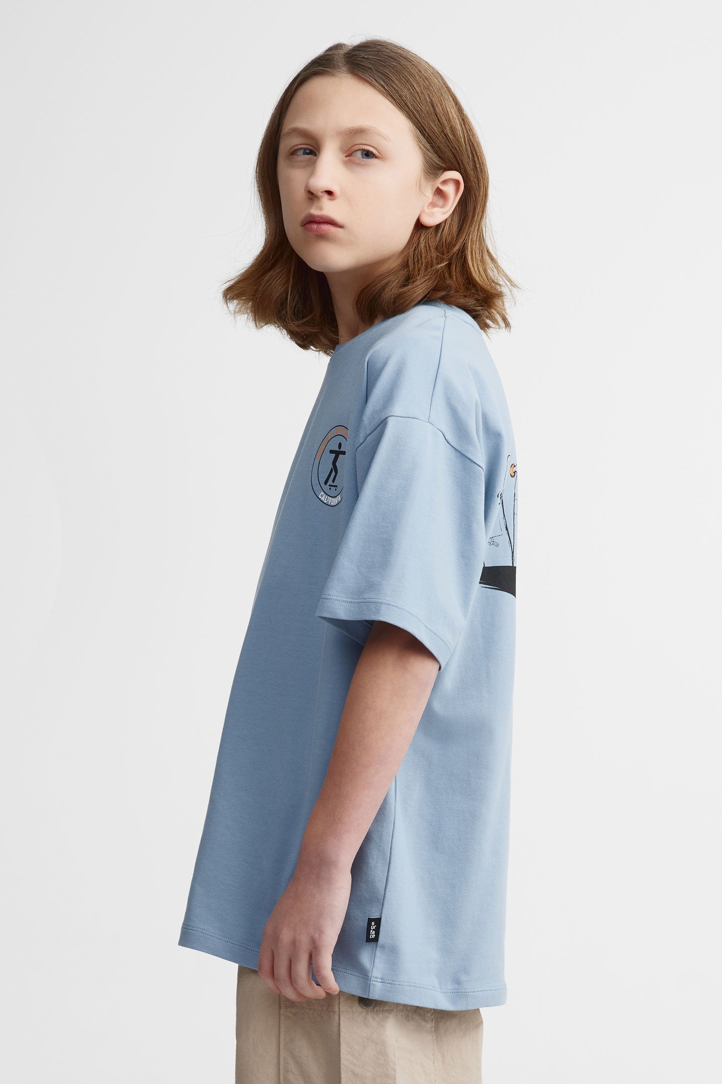 T-shirt col rond coupe surdimensionnée - Ado garçon && BLEU
