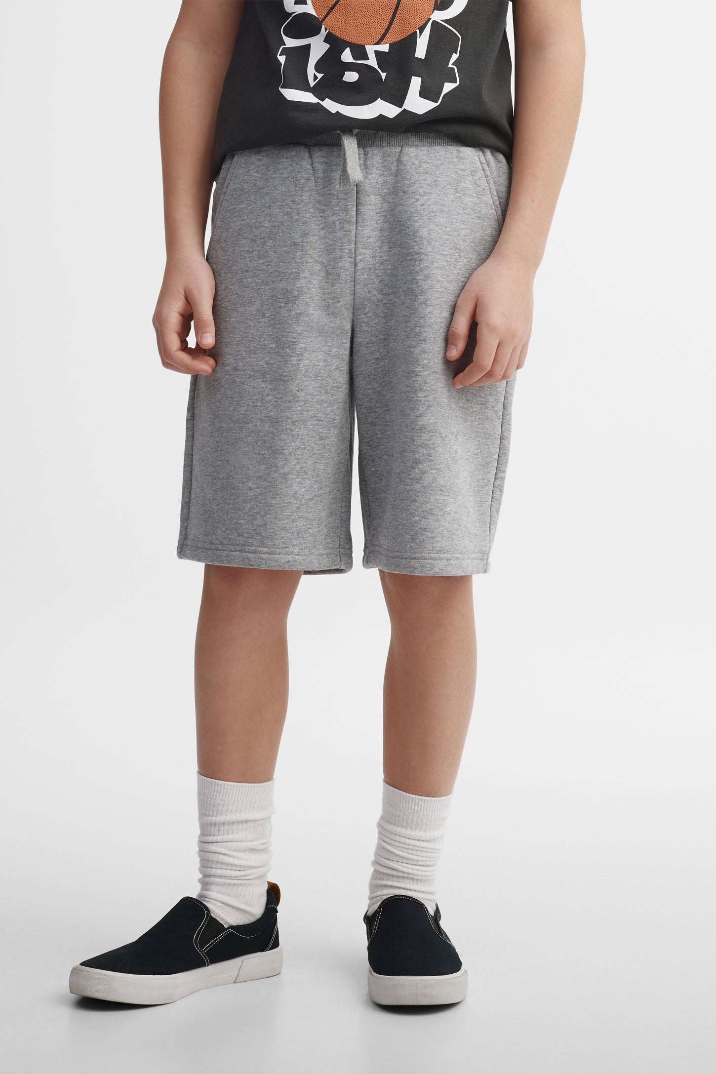 Bermuda en coton ouaté - Ado garçon && GRIS MIXTE