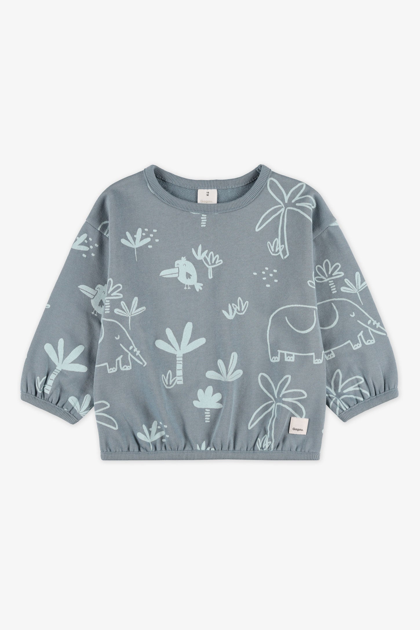 Chandail col rond coton ouaté, 2T-3T - Bébé fille && MENTHE/MULTI