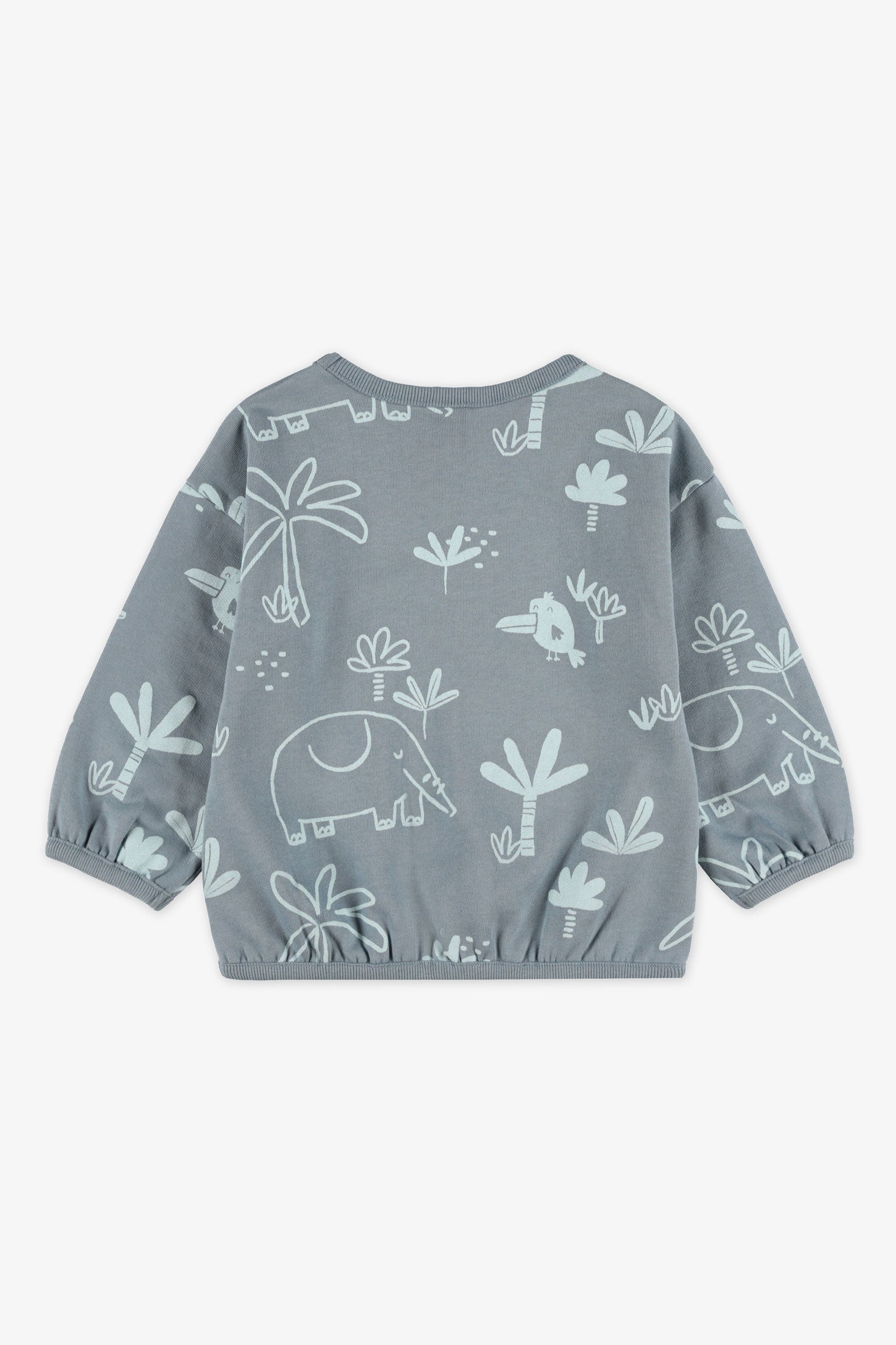 Chandail col rond coton ouaté - Bébé fille && MENTHE/MULTI