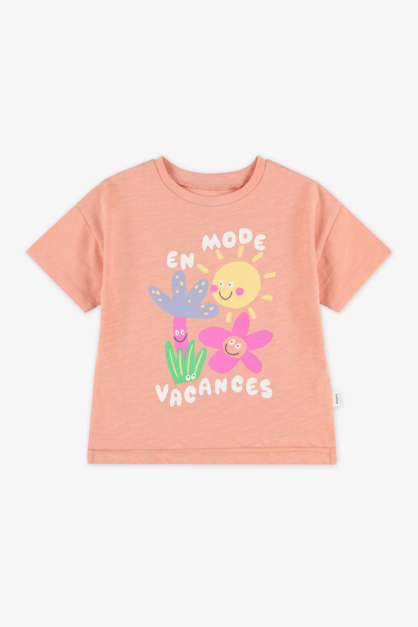 T-shirt col rond imprimé - Bébé fille && CORAIL