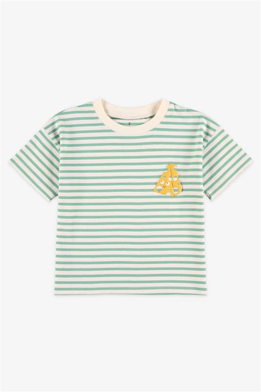 T-shirt col rond en coton - Bébé garçon && VERT/MULTI