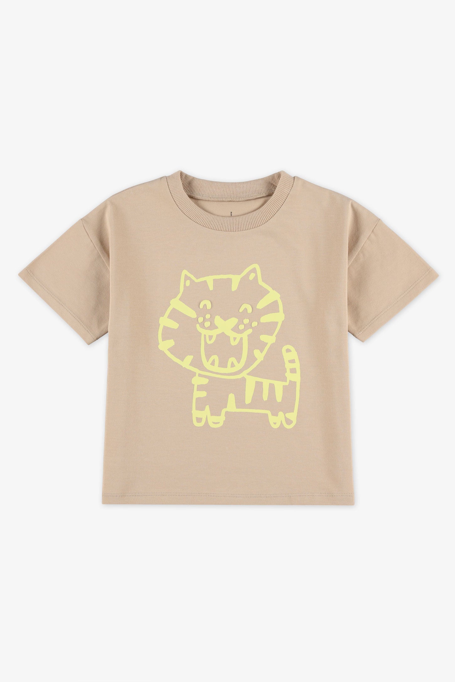 T-shirt col rond en coton, 2T-3T - Bébé garçon && BRUN
