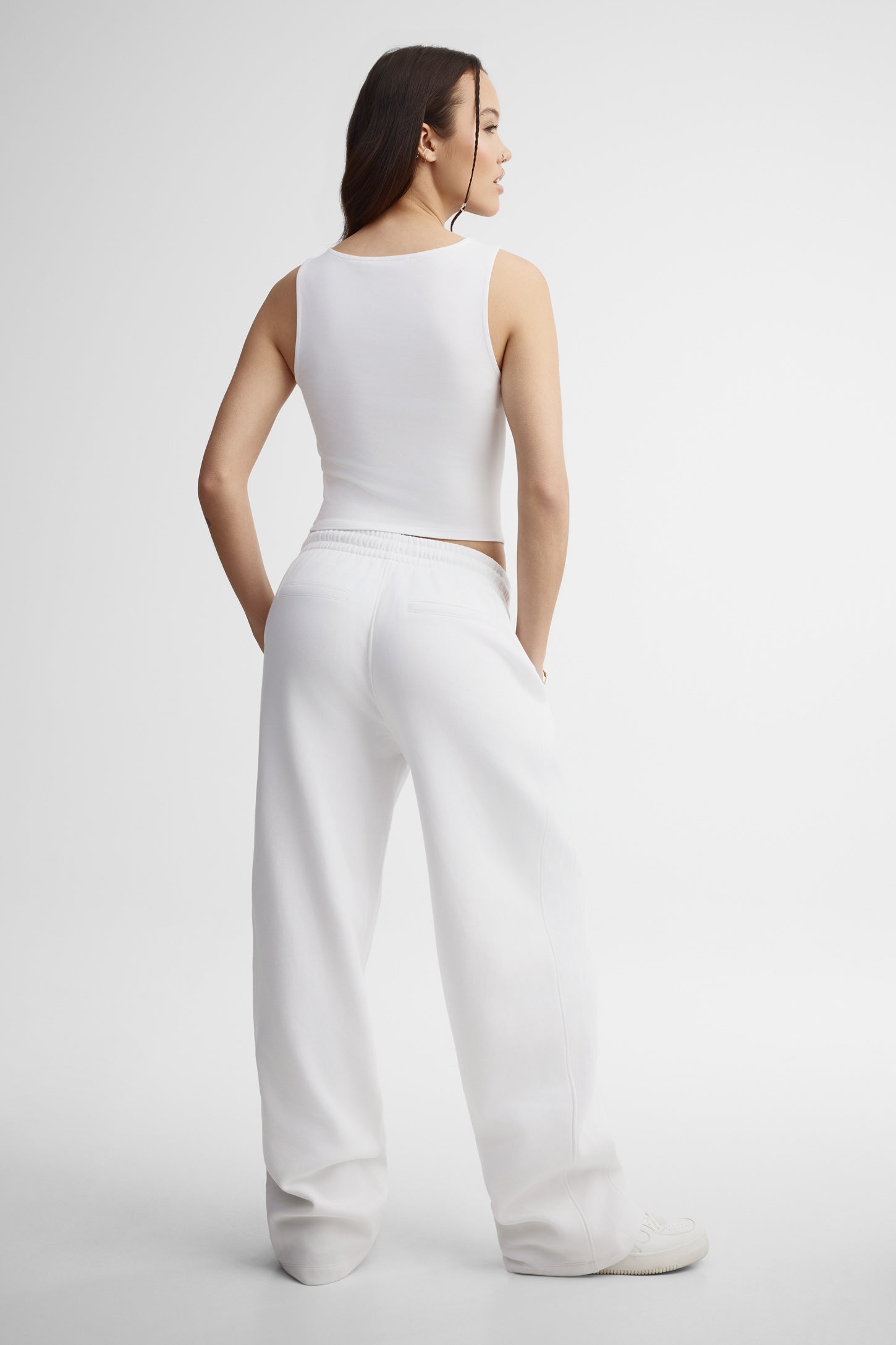 Camisole col bateau coupe ajustée - Femme && BLANC