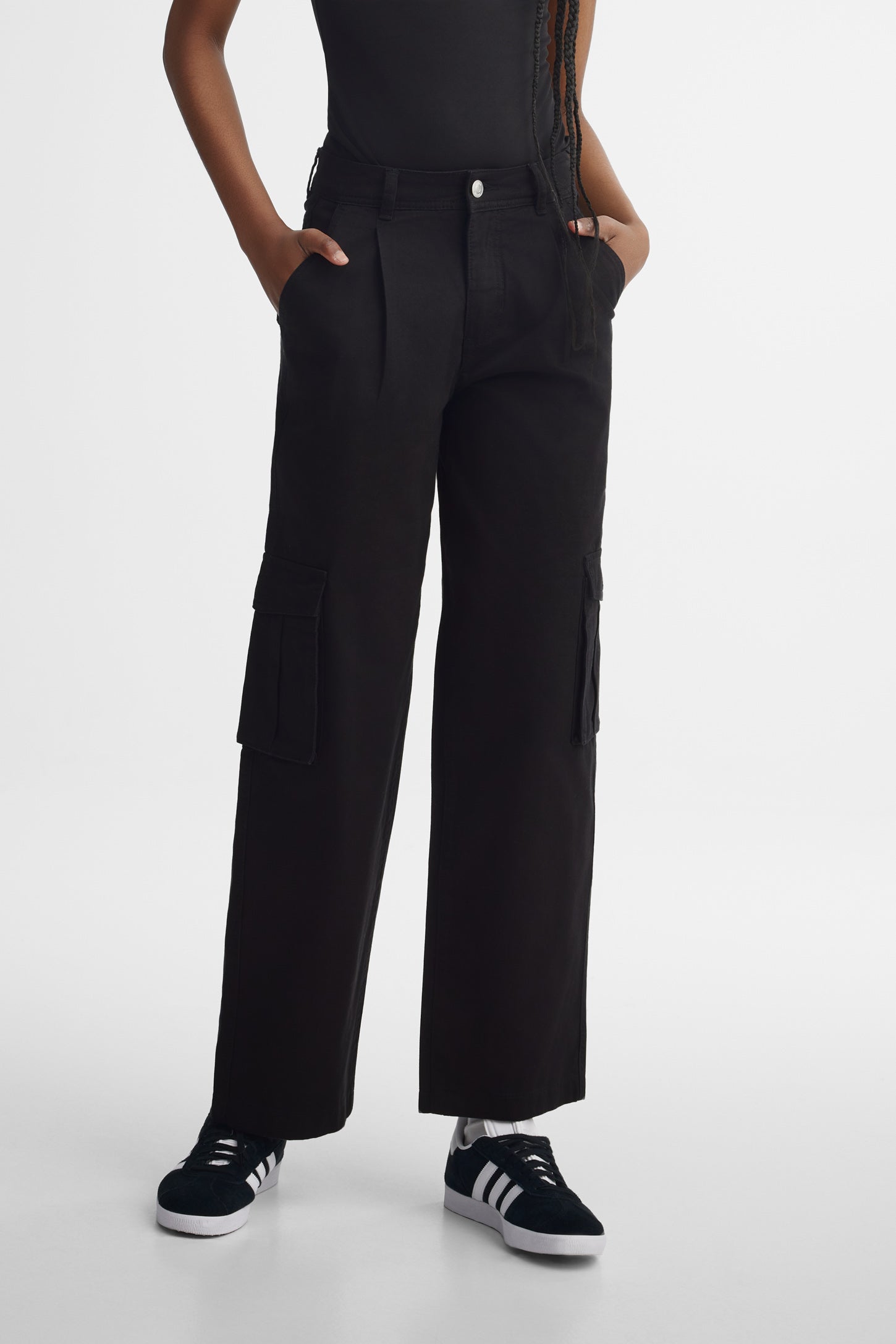 Pantalon cargo jambe droite - Femme && NOIR