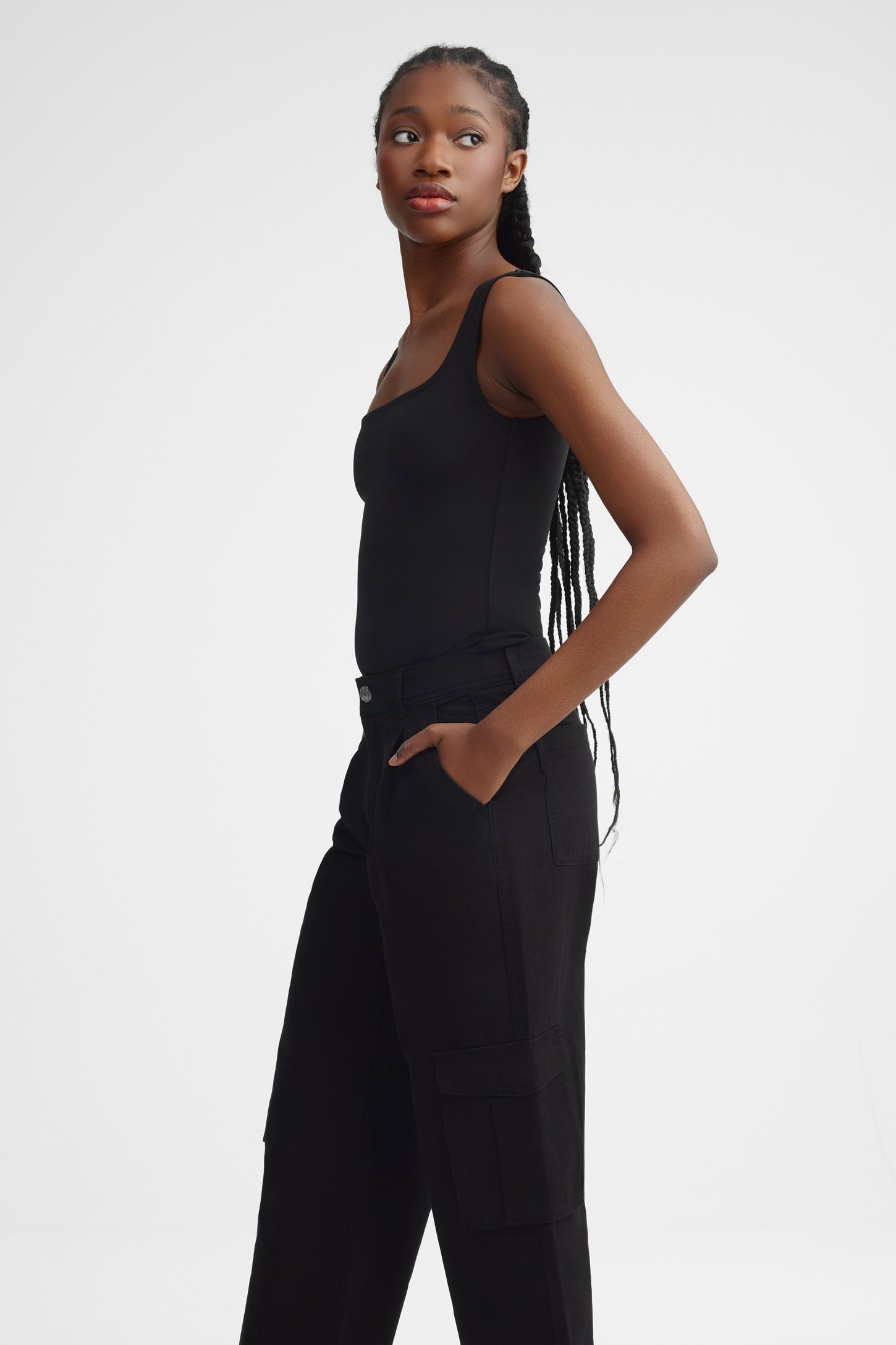 Pantalon cargo jambe droite - Femme - && NOIR