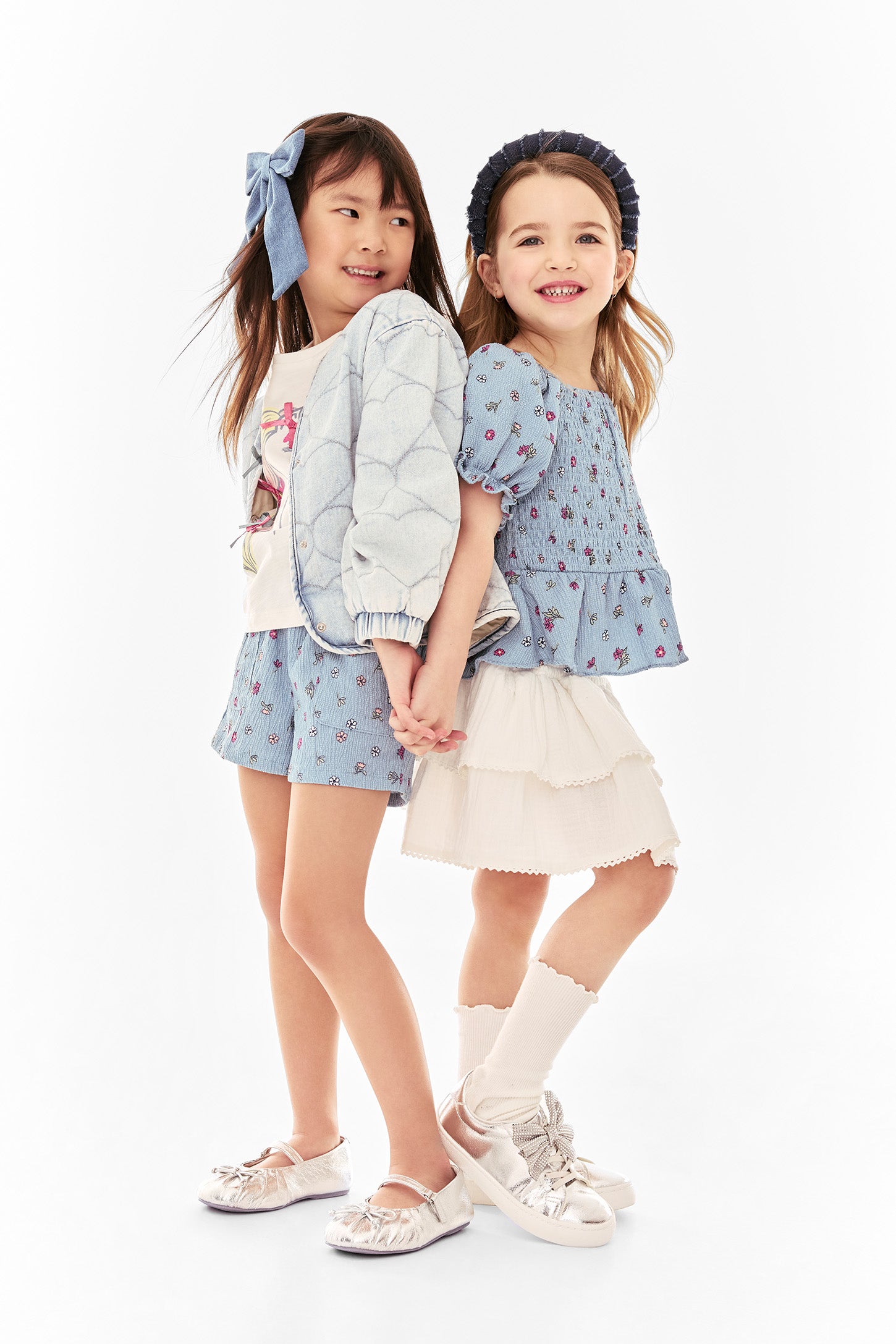 Chandail nid d'abeille à volants - Enfant fille && BLEU MULTI