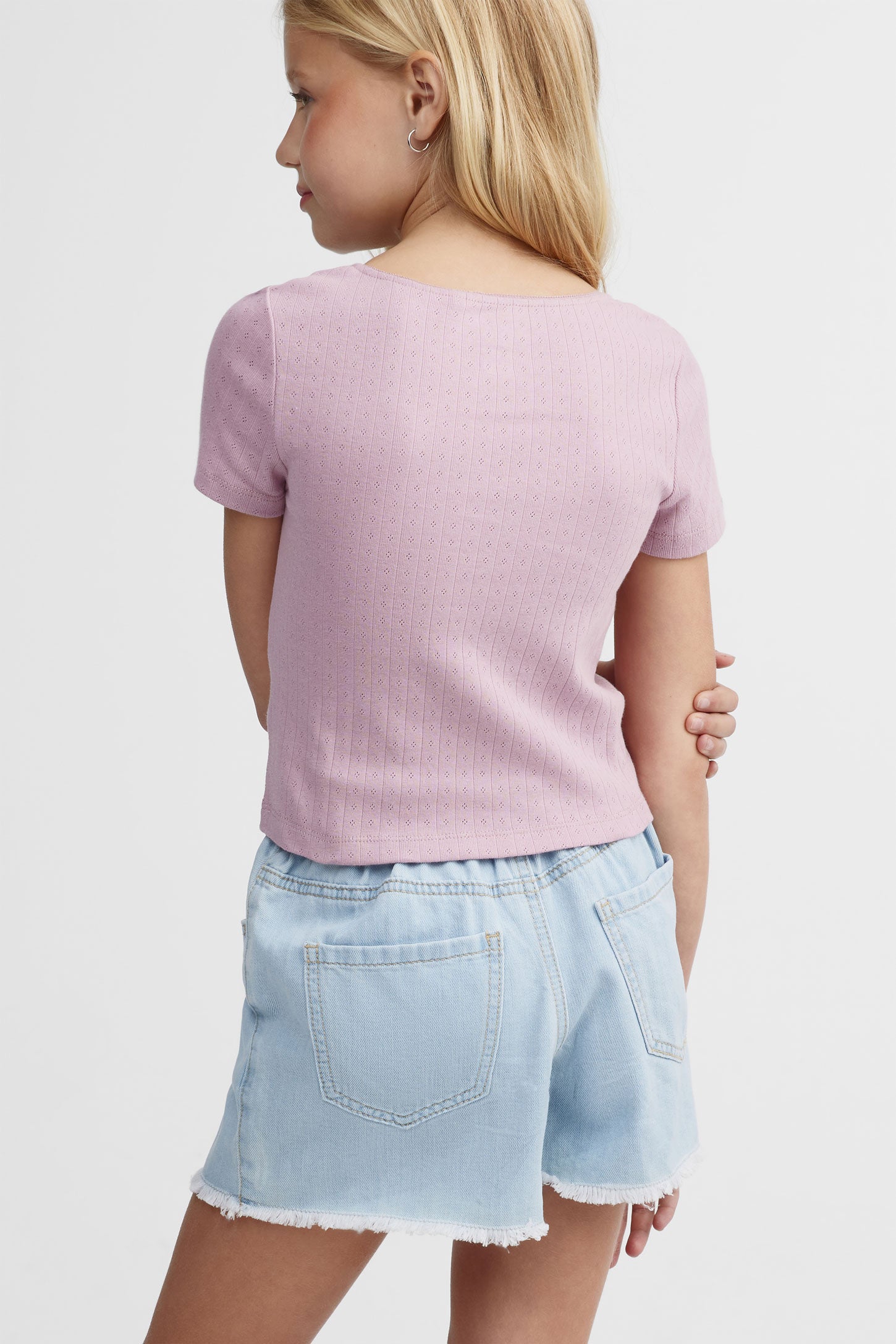 T-shirt en pointelle - Ado fille && MAUVE