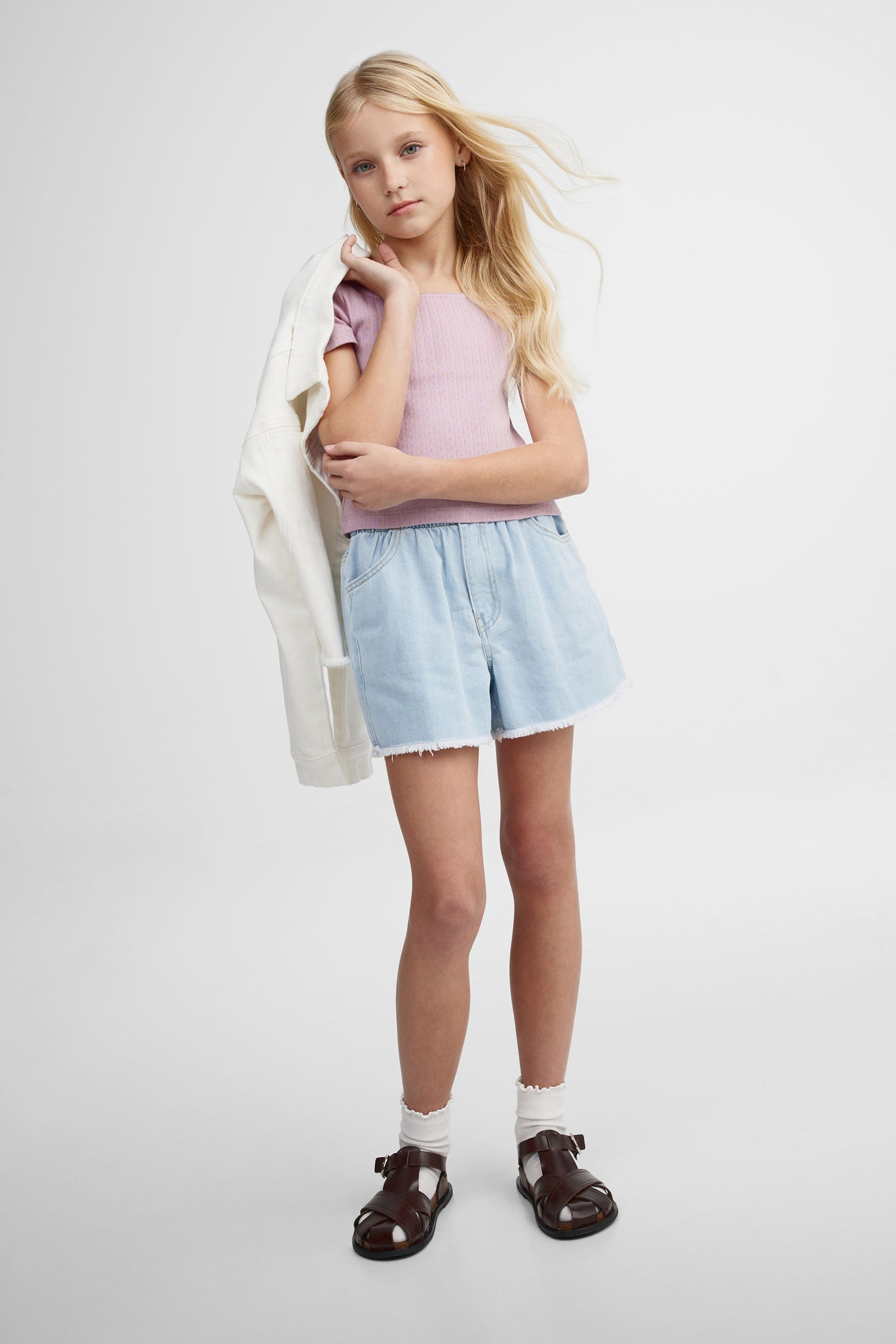 T-shirt en pointelle - Ado fille && MAUVE