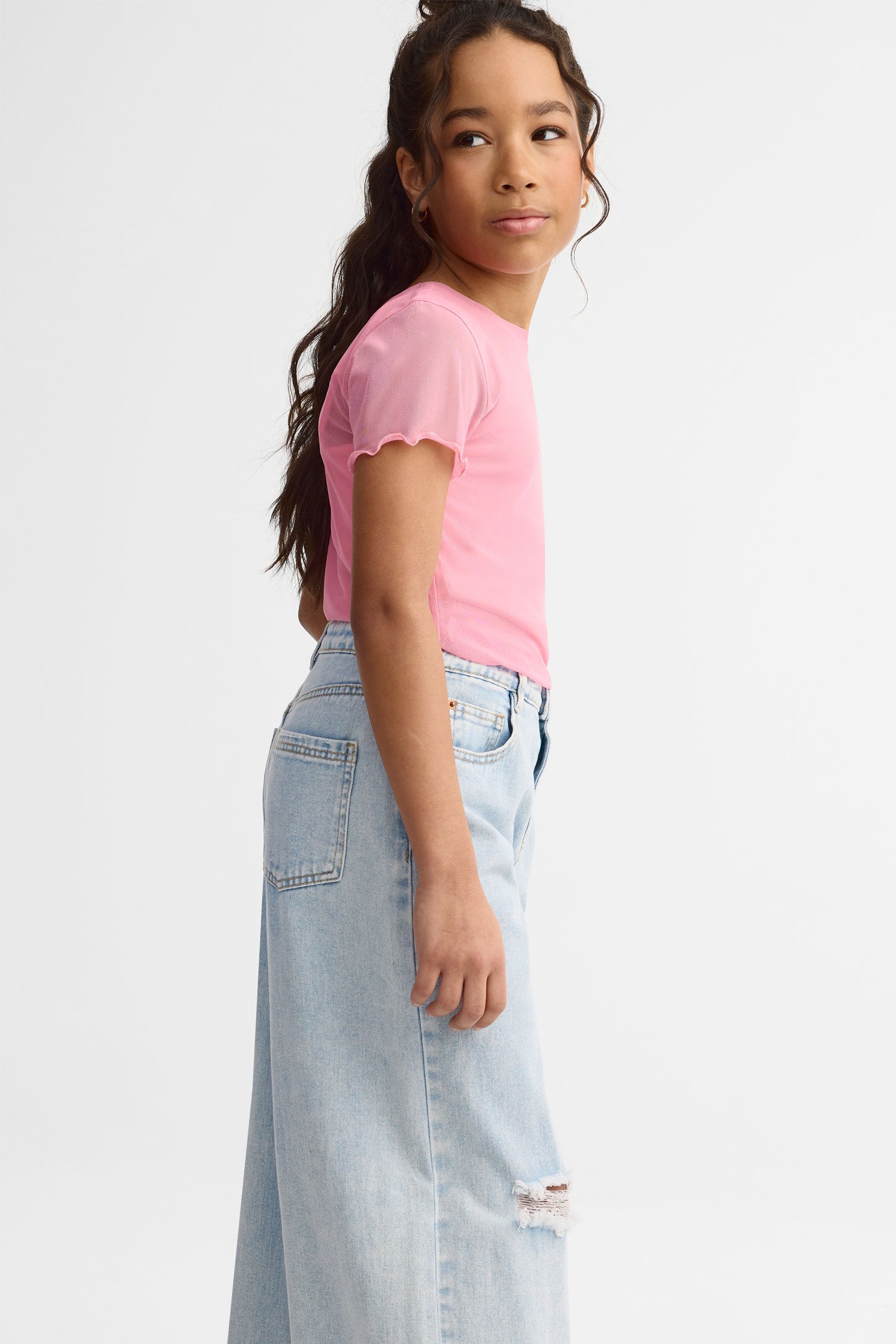 Jeans jambe large - Ado fille && BLEU PALE