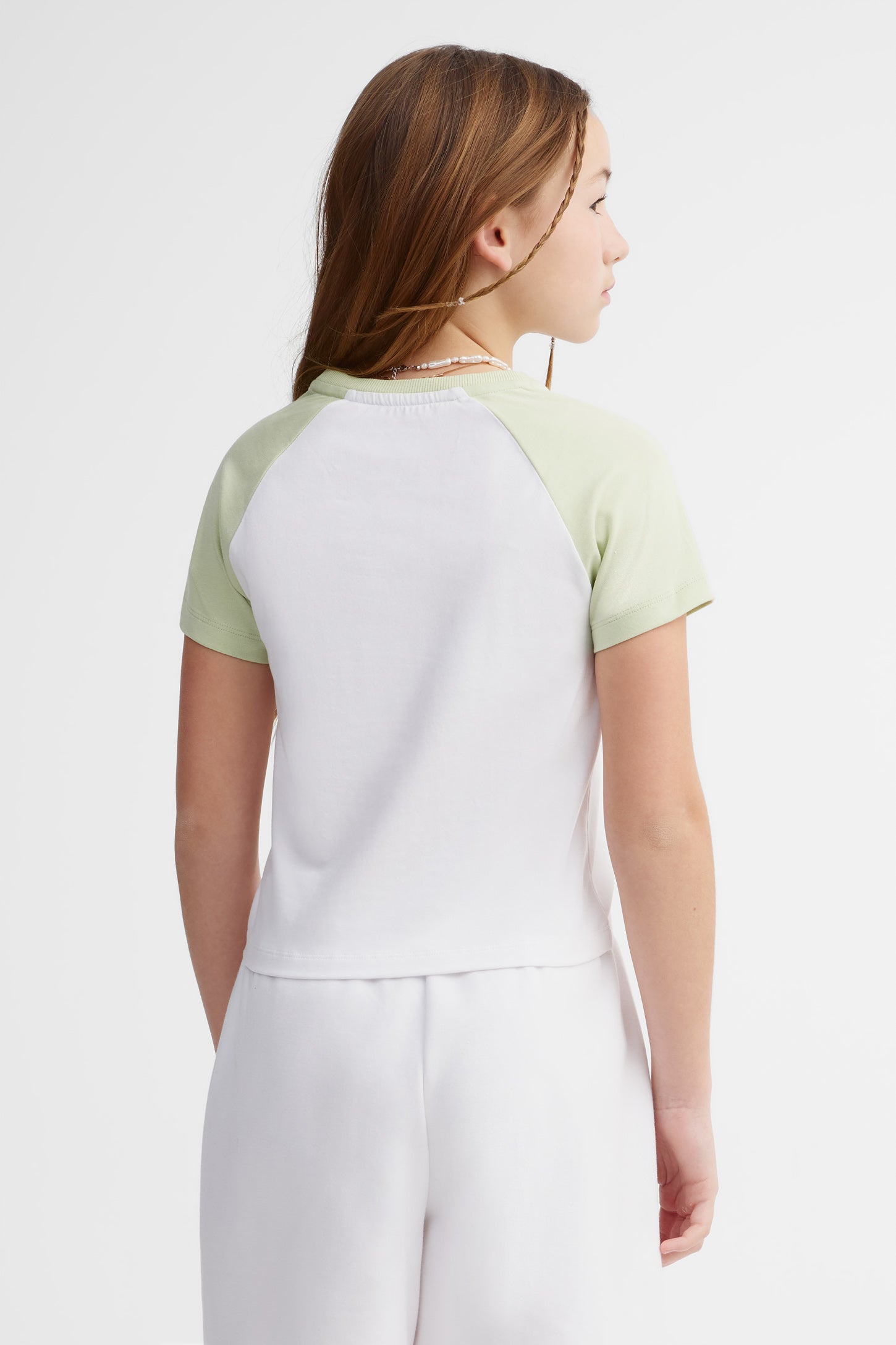 T-shirt col rond coton - Ado fille && VERT