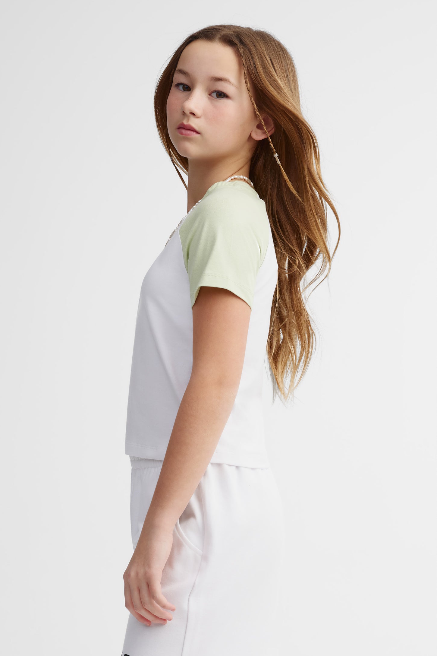 T-shirt col rond coton - Ado fille && VERT