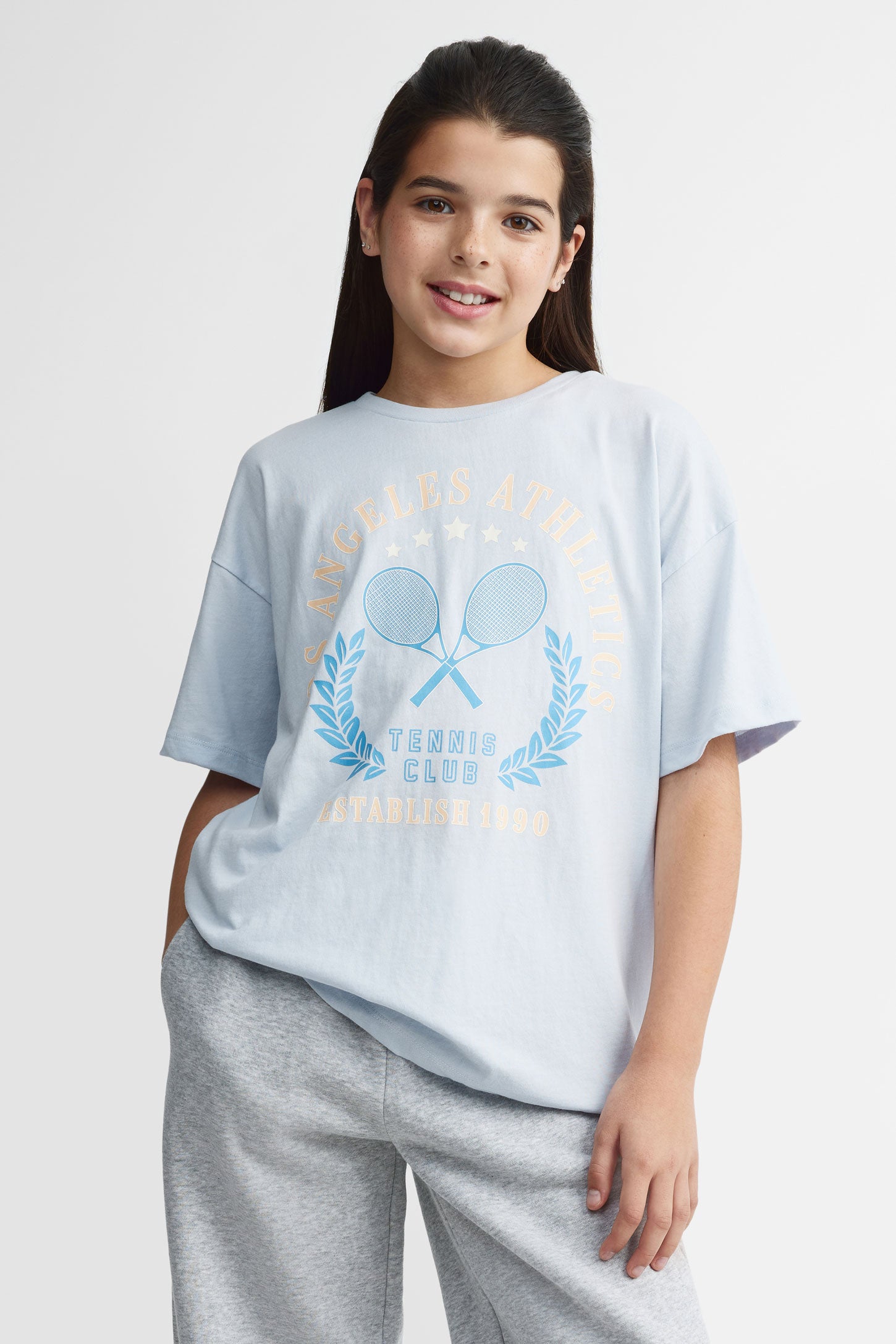 T-shirt surdimensionné en coton, 2/25$ - Ado fille && BLEU