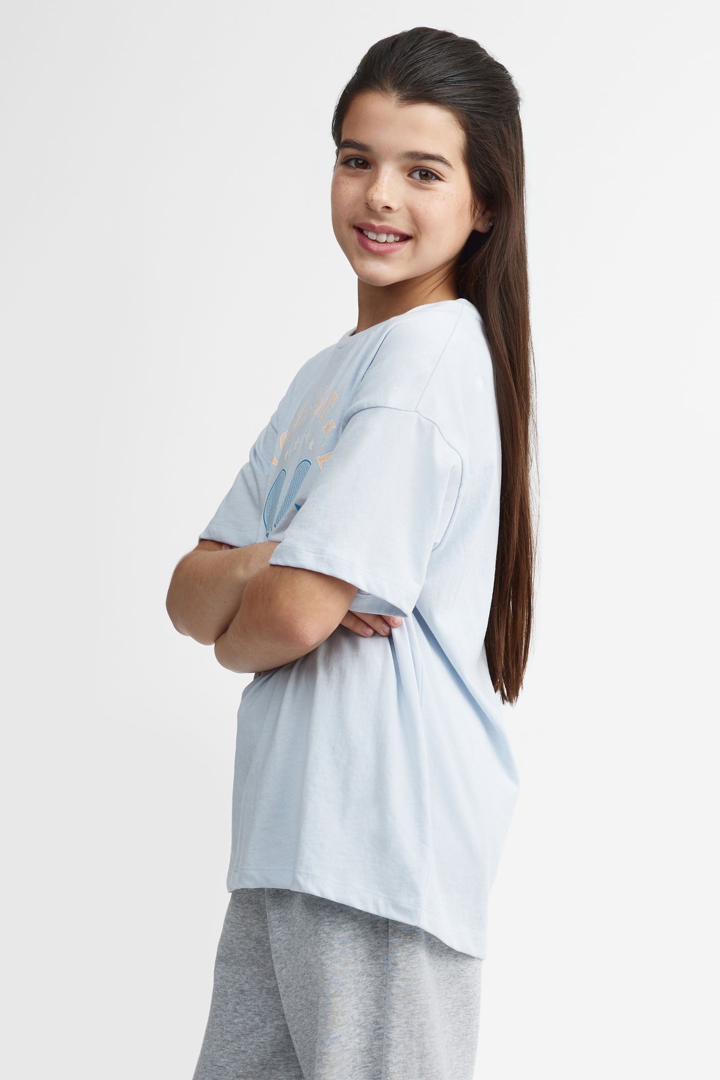 T-shirt surdimensionné en coton, 2/25$ - Ado fille && BLEU