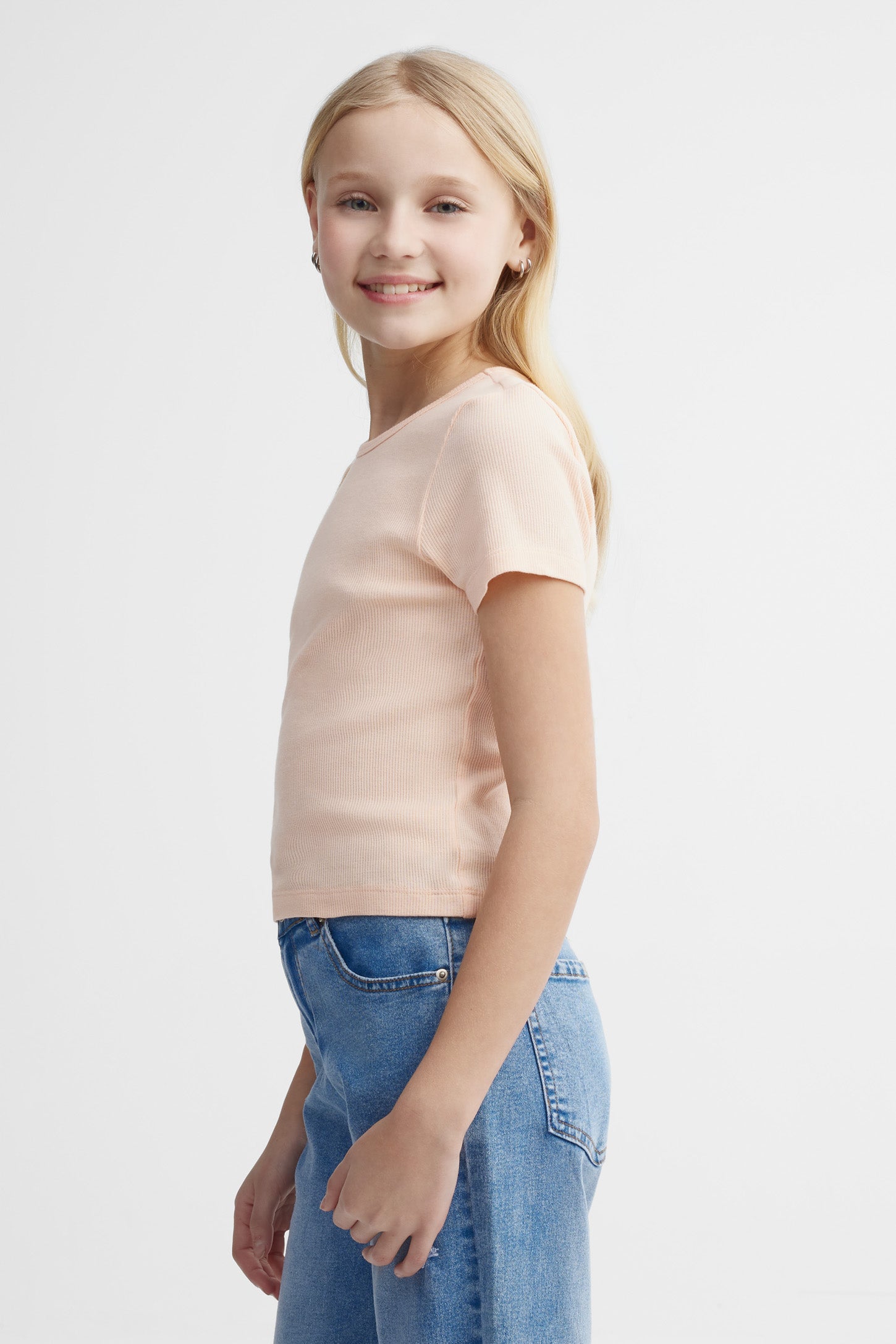 T-shirt côtelé écourté - Ado fille && ORANGE