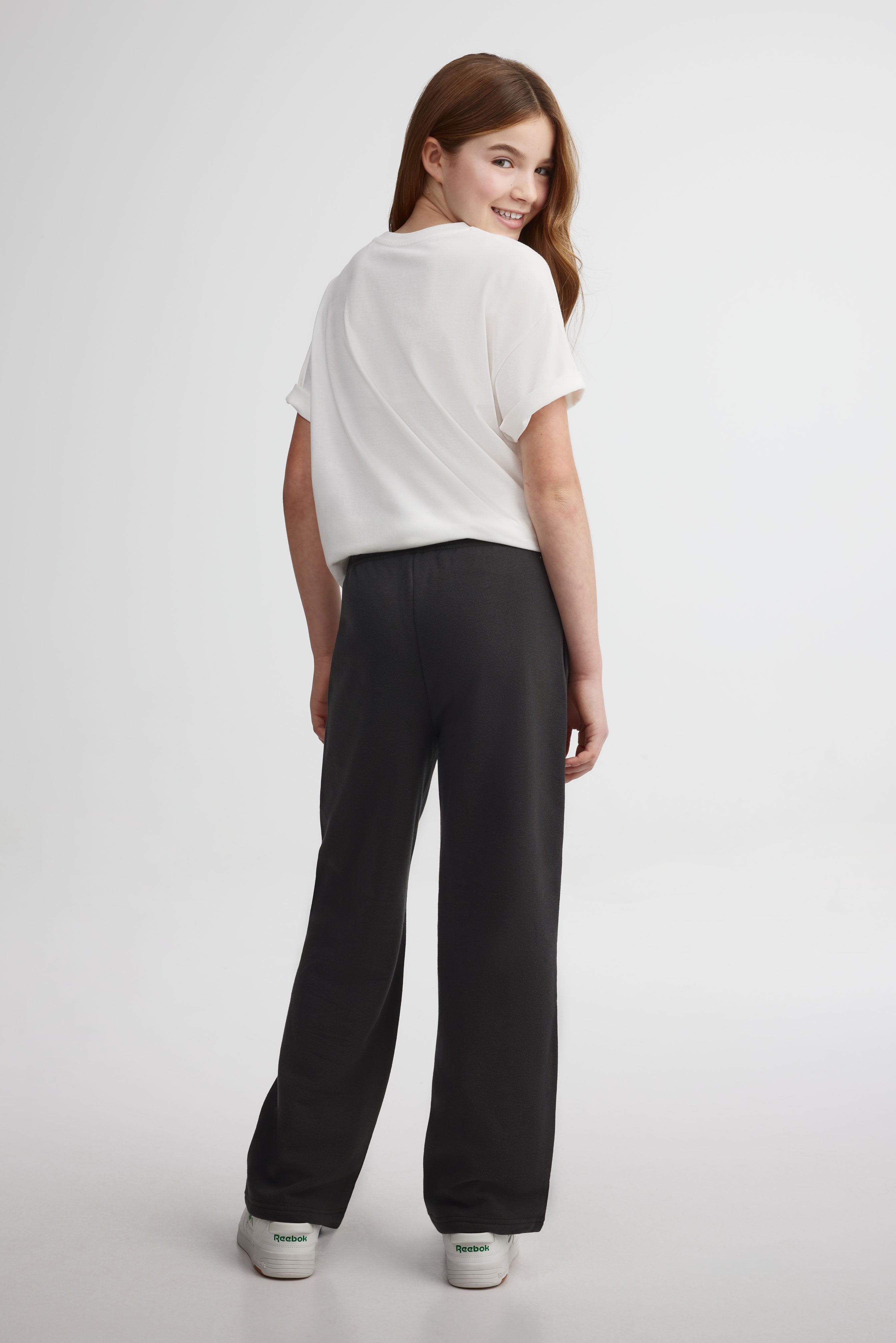 Pantalon jambe large coton ouaté - Ado fille && NOIR
