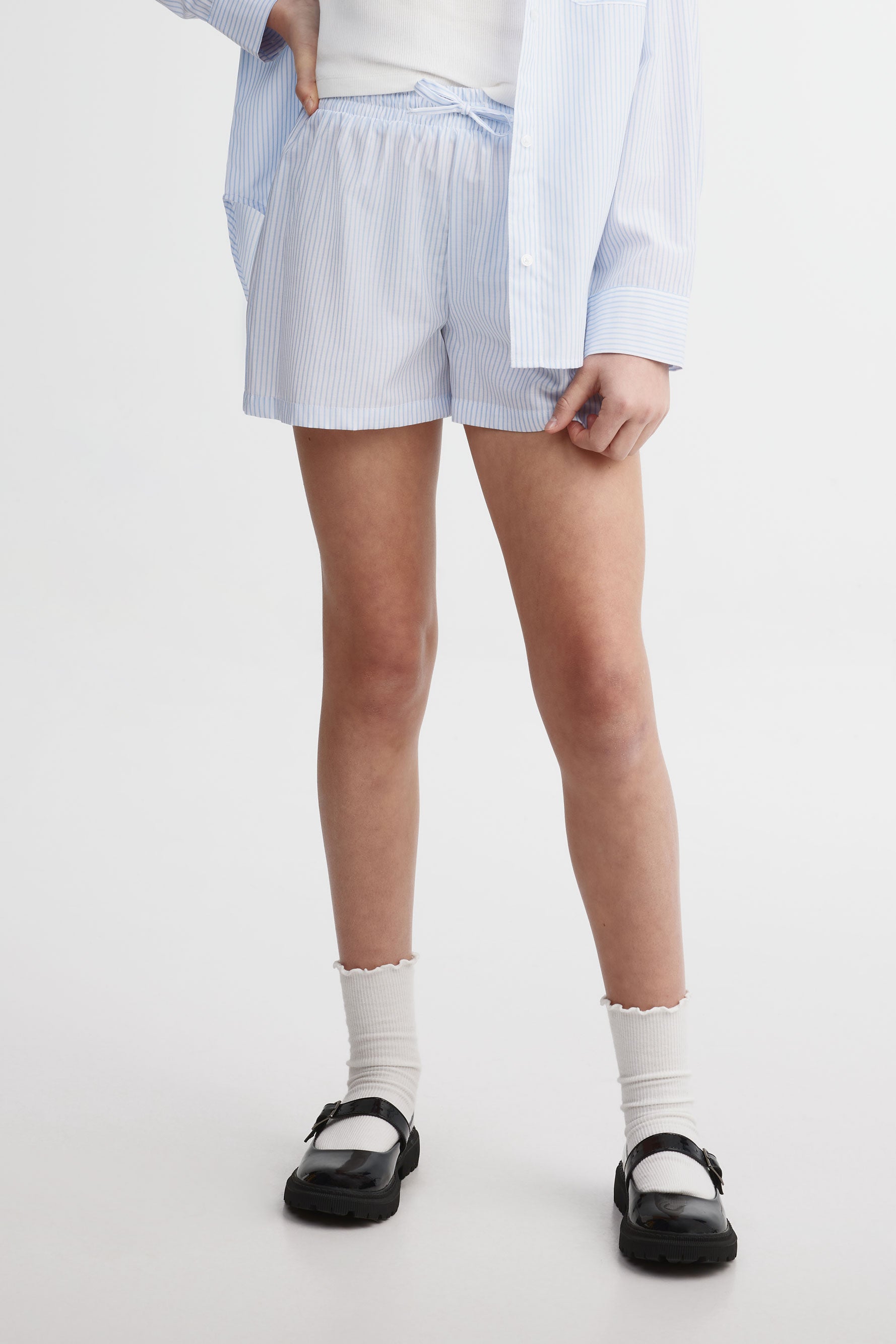 Short rayé en coton - Ado fille && BLEU MULTI