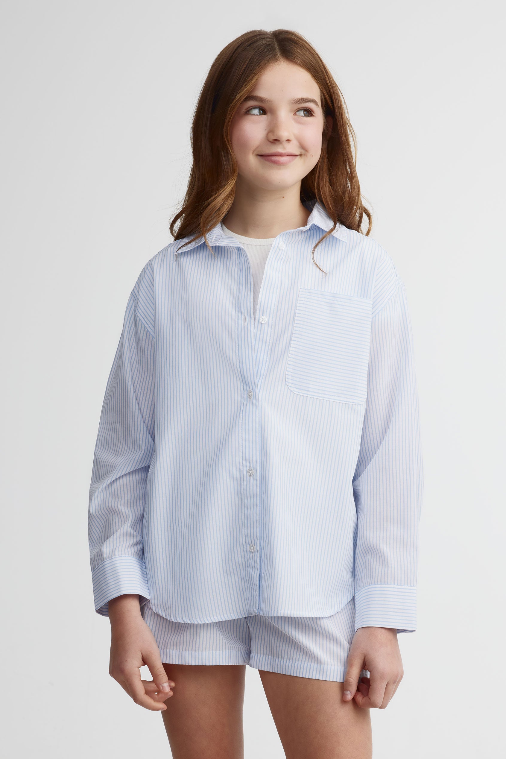 Chemise rayée en coton - Ado fille && BLEU MULTI