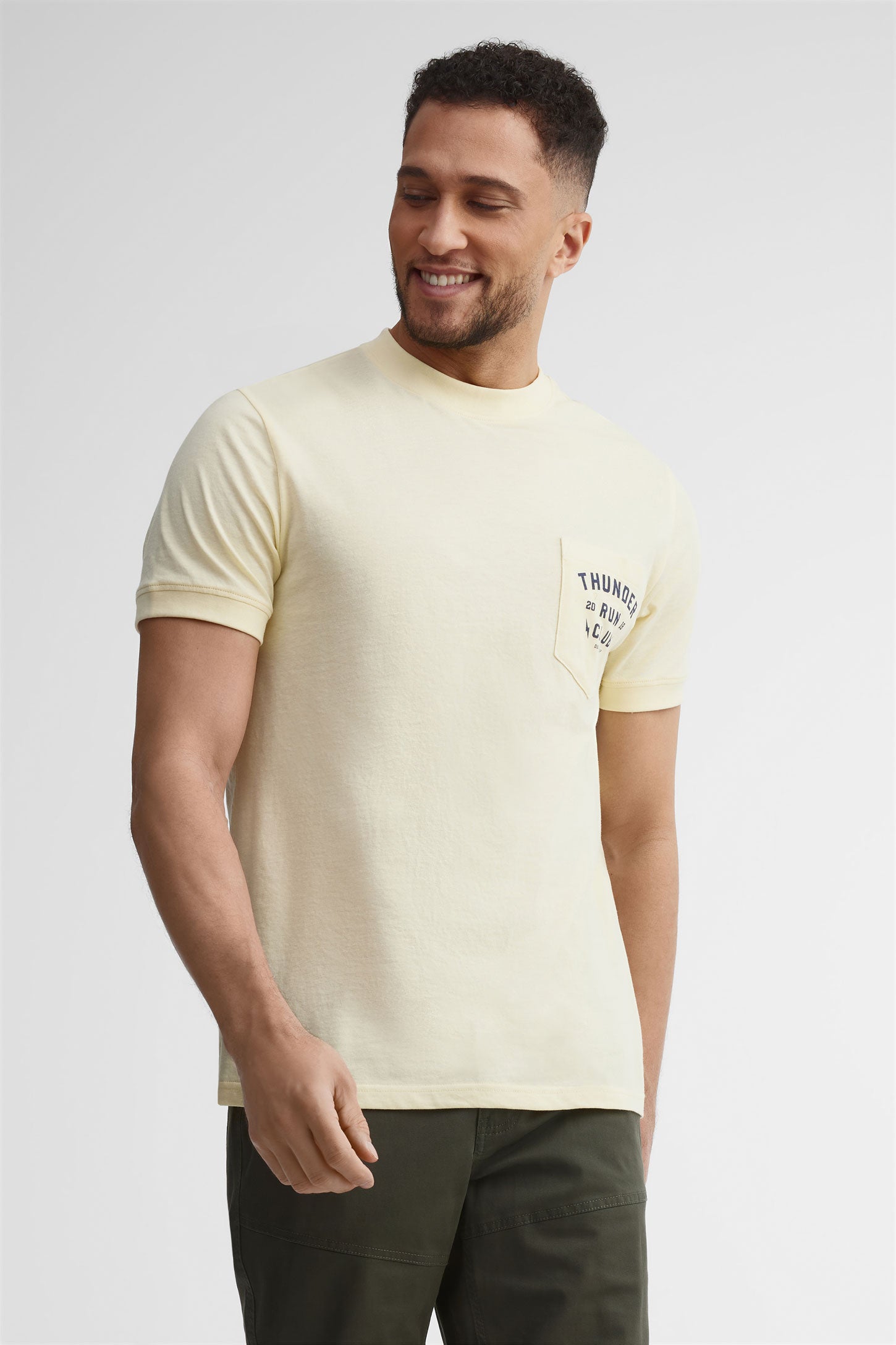 T-shirt col rond coton, 2/30$ - Homme && JAUNE PALE