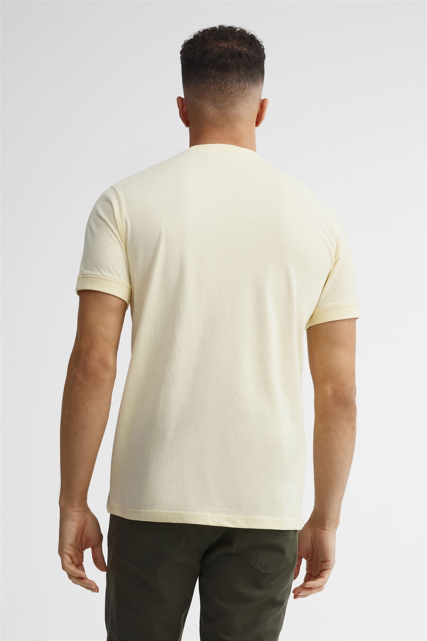 T-shirt col rond coton, 2/30$ - Homme && JAUNE PALE