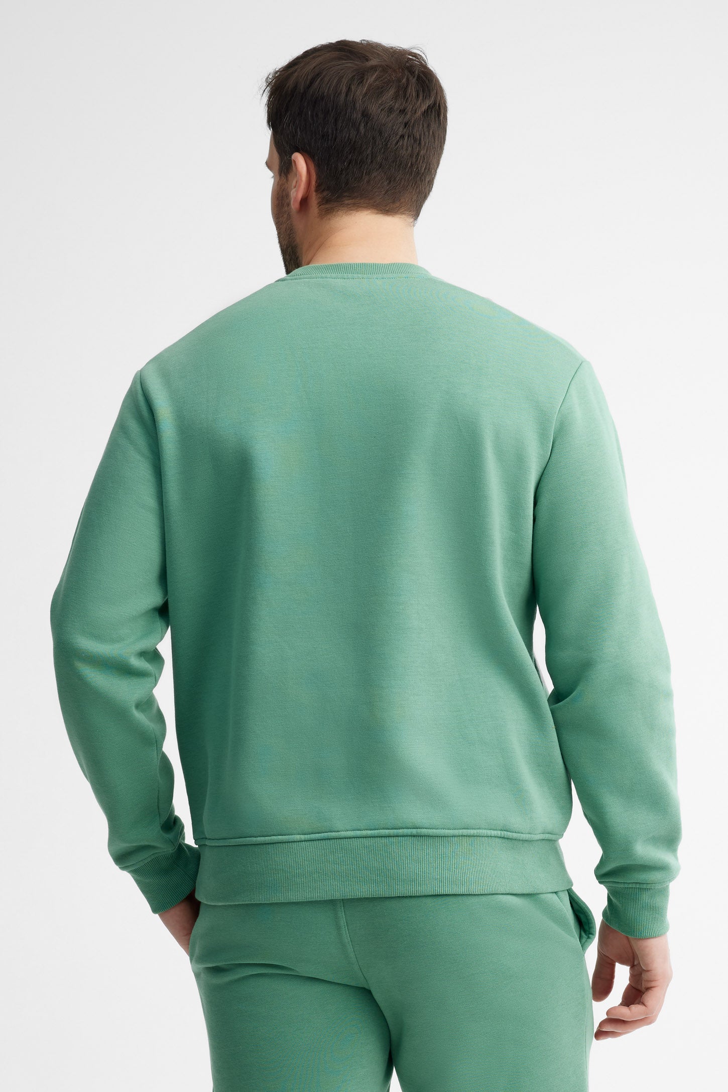 Chandail col rond coton ouaté - Homme && VERT