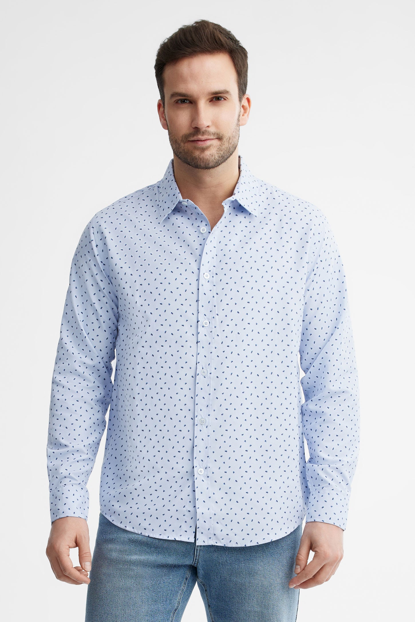 Chemise coupe régulière imprimée - Homme && BLEU MULTI