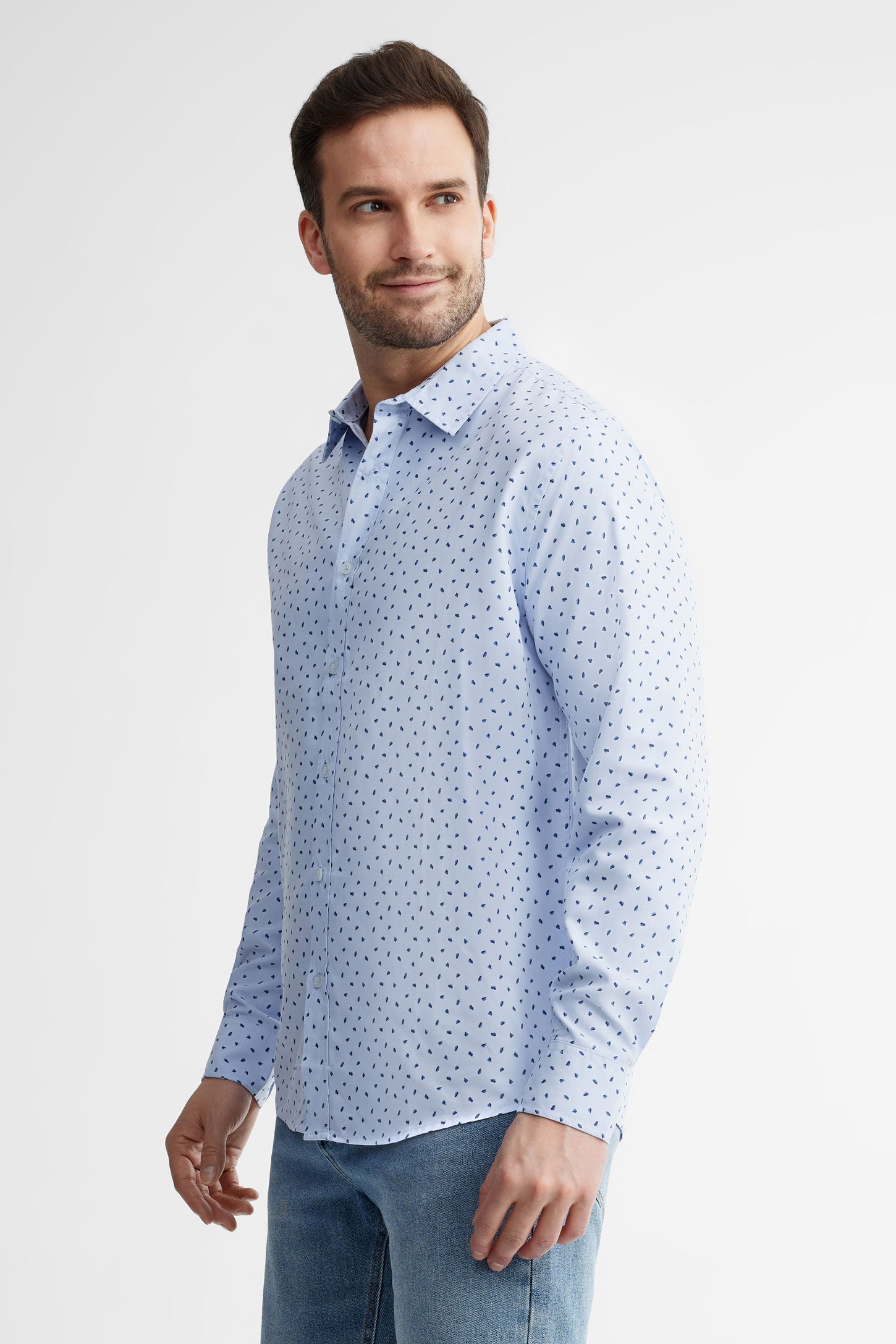Chemise coupe régulière imprimée - Homme && BLEU MULTI