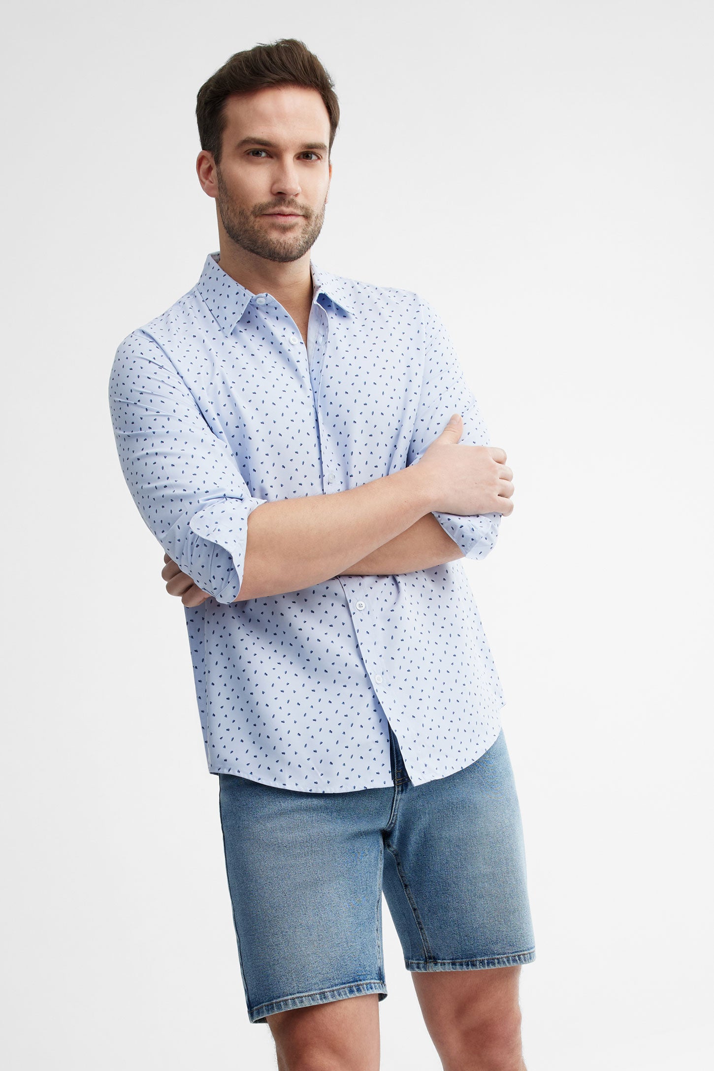 Chemise coupe régulière imprimée - Homme && BLEU MULTI