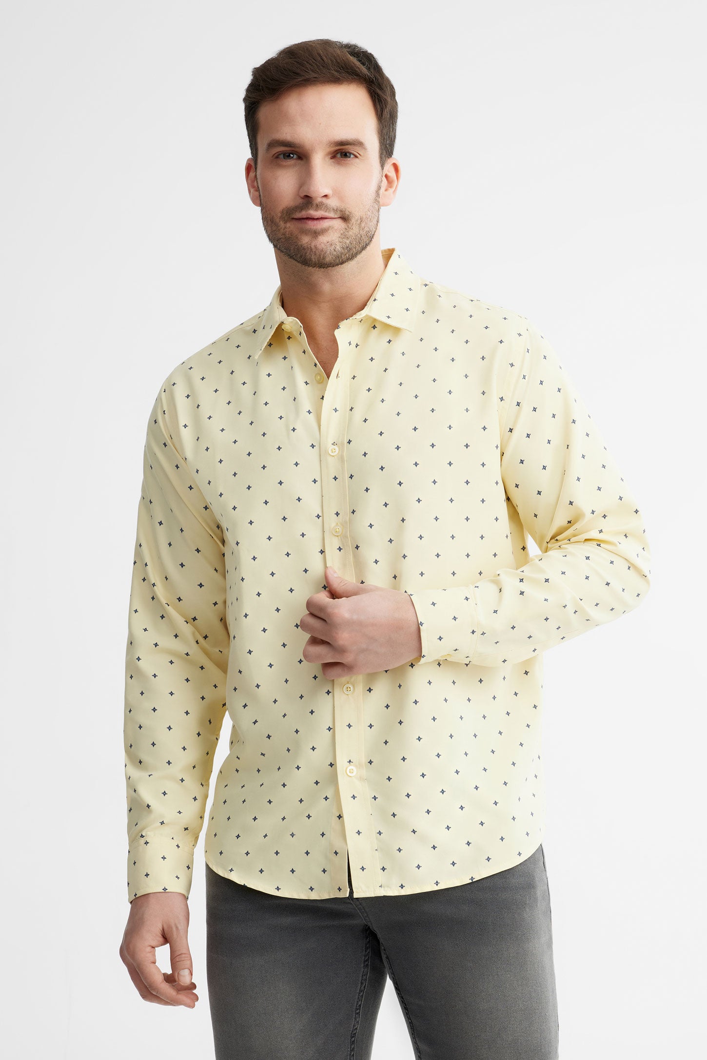 Chemise coupe régulière imprimée - Homme && JAUNE/MULTI