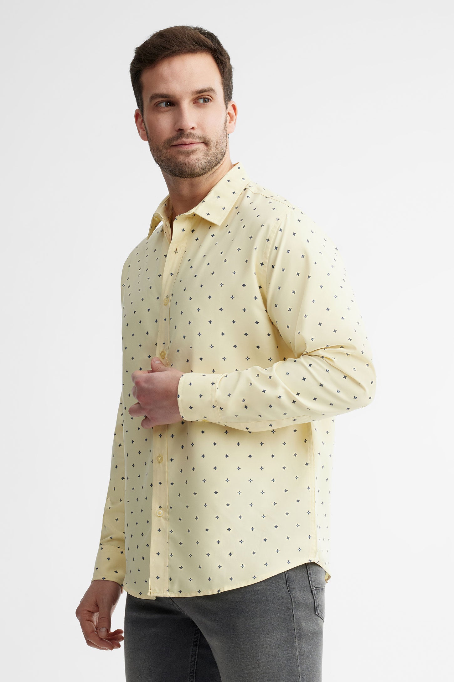 Chemise coupe régulière imprimée - Homme && JAUNE/MULTI