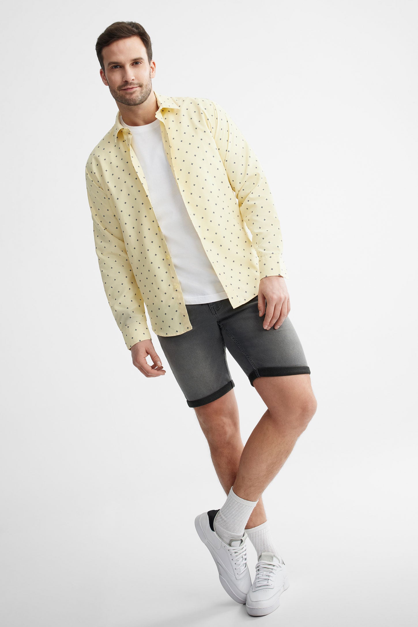Chemise coupe régulière imprimée - Homme && JAUNE/MULTI