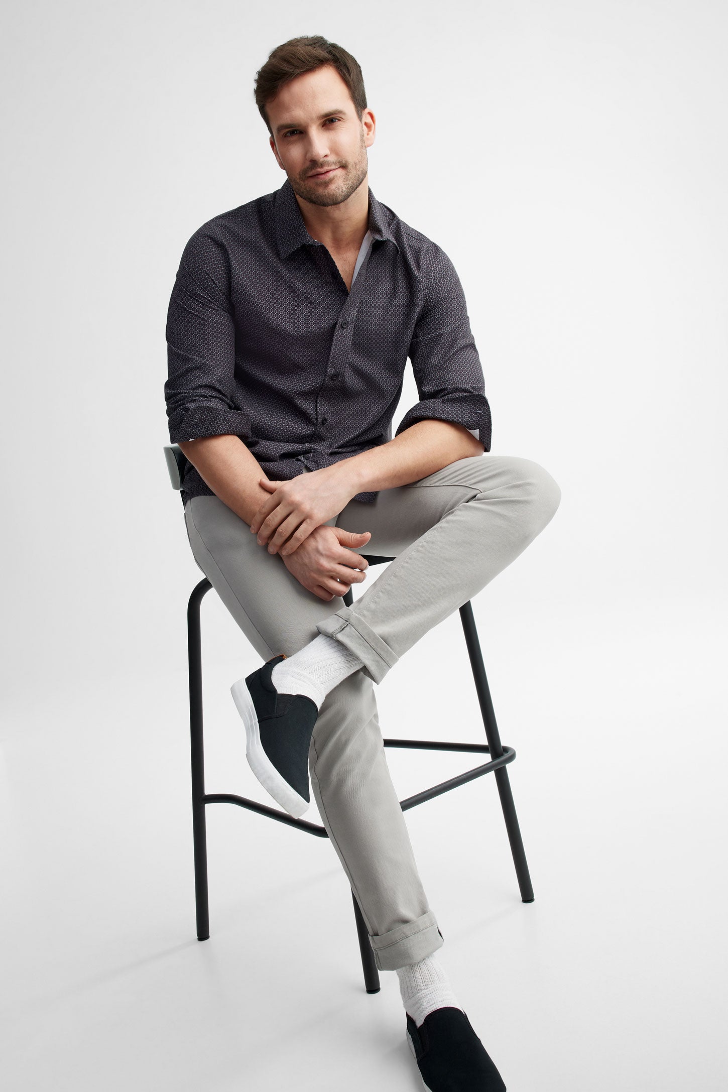 Chemise coupe régulière imprimée - Homme && NOIR/MULTI
