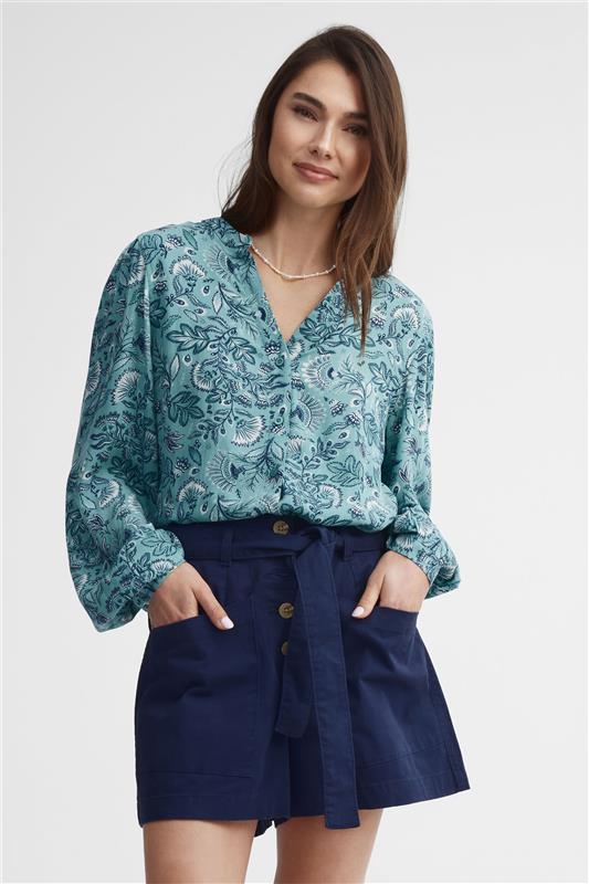 Chemisier crêpe imprimé paisley - Femme && TURQUOISE/MULTI