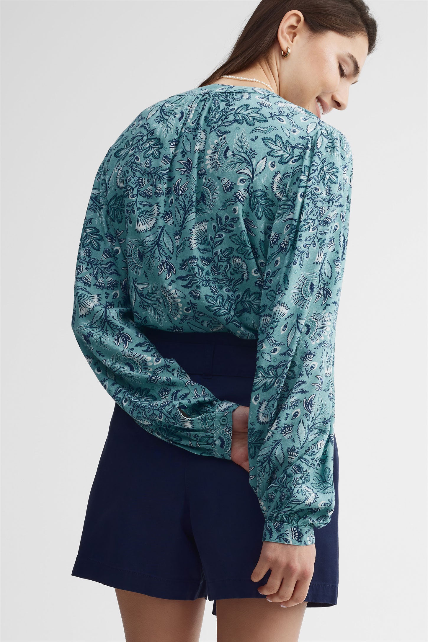 Chemisier crêpe imprimé paisley - Femme && TURQUOISE/MULTI