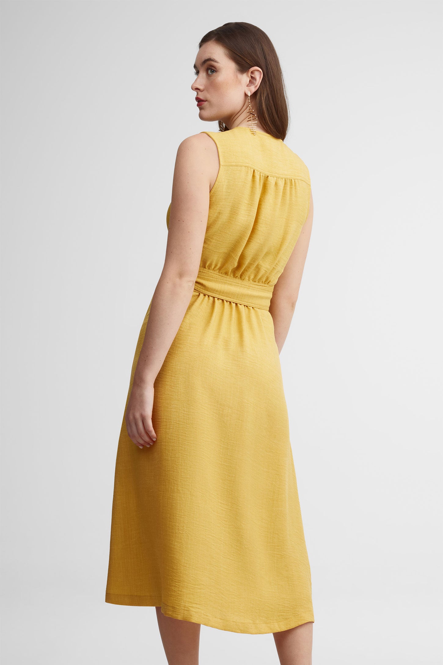 Robe cache-cœur maxi - Femme && JAUNE