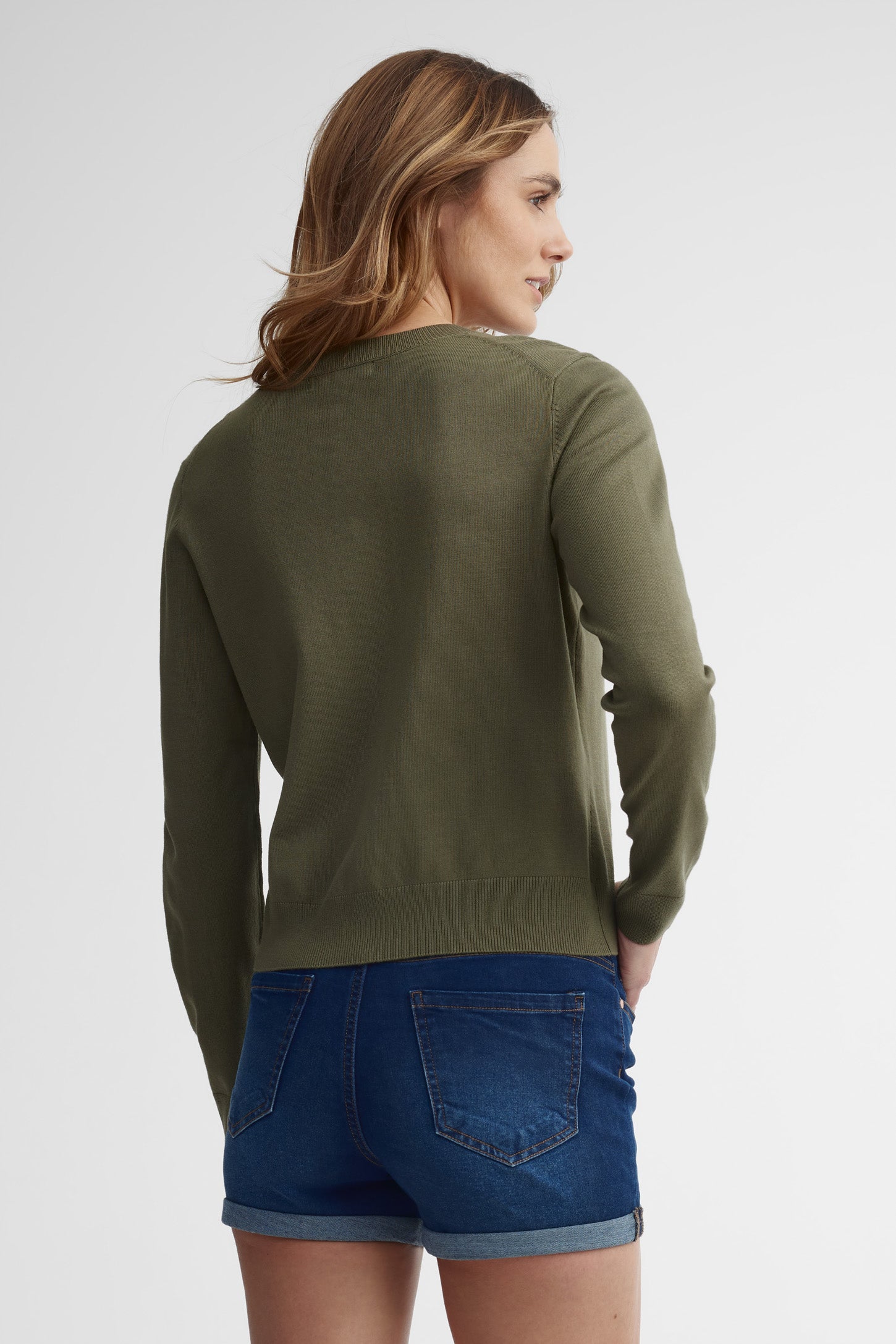 Cardigan semi-ajusté - Femme && KAKI