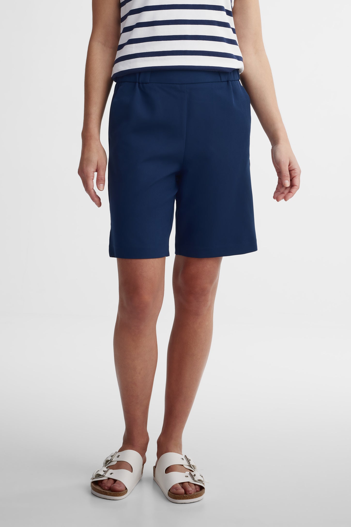 Bermuda taille élastique - Femme && MARIN