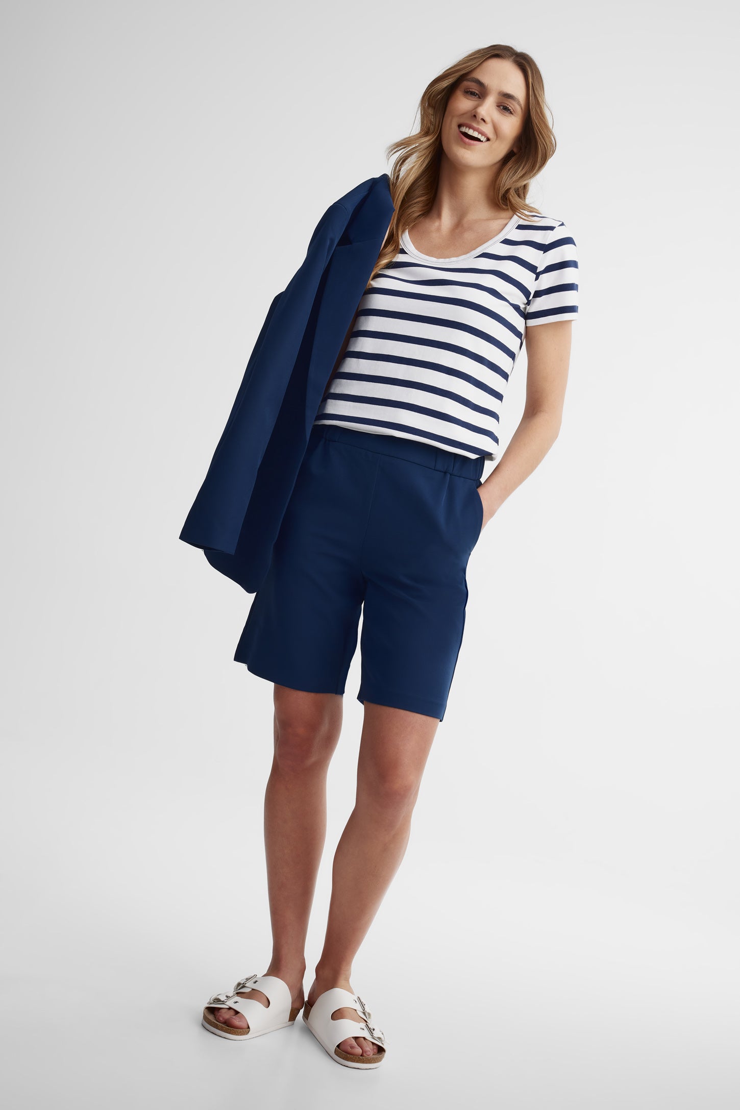 Bermuda taille élastique - Femme && MARIN