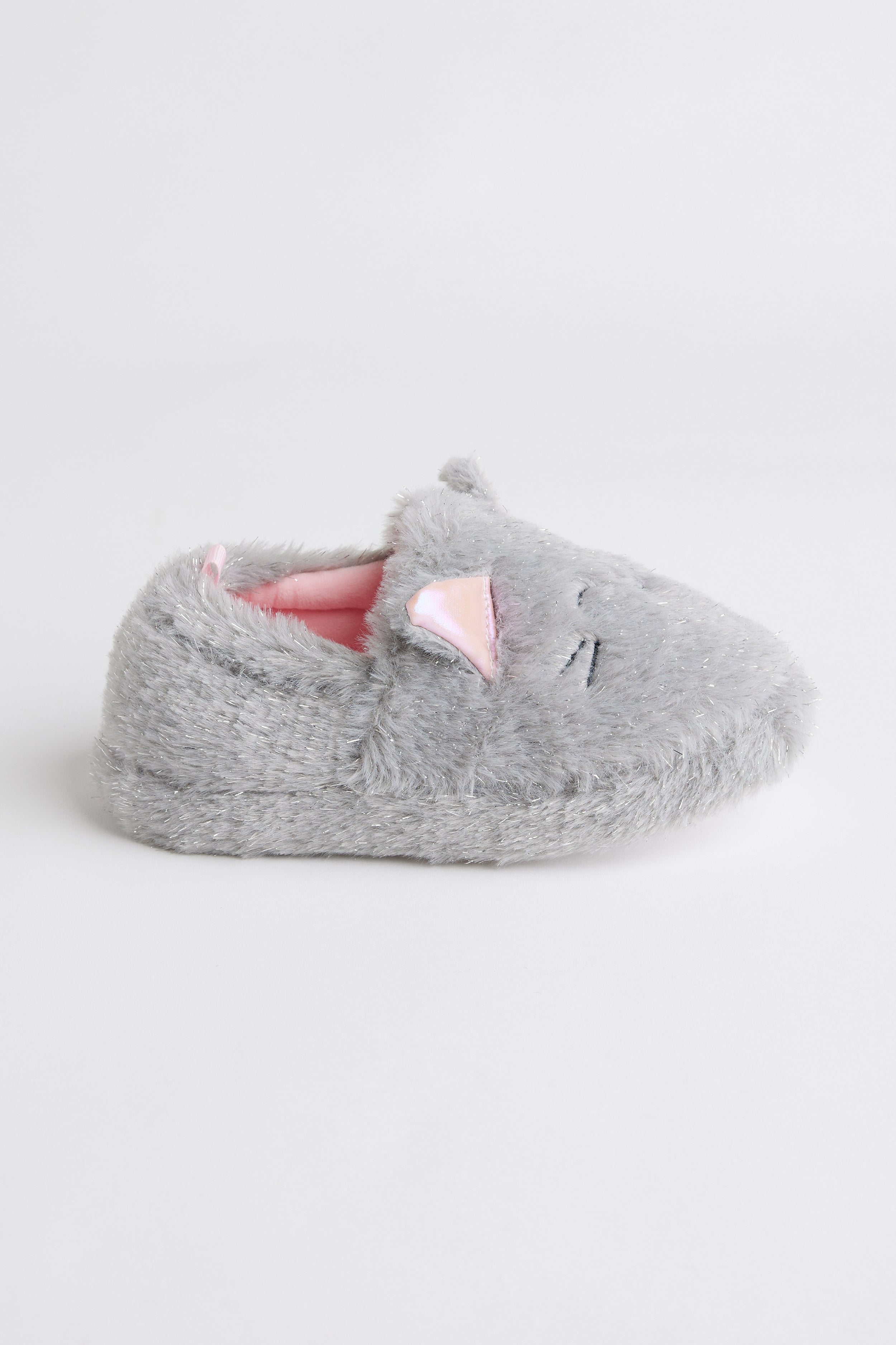 Pantoufles chat en peluche - Enfant fille && GRIS