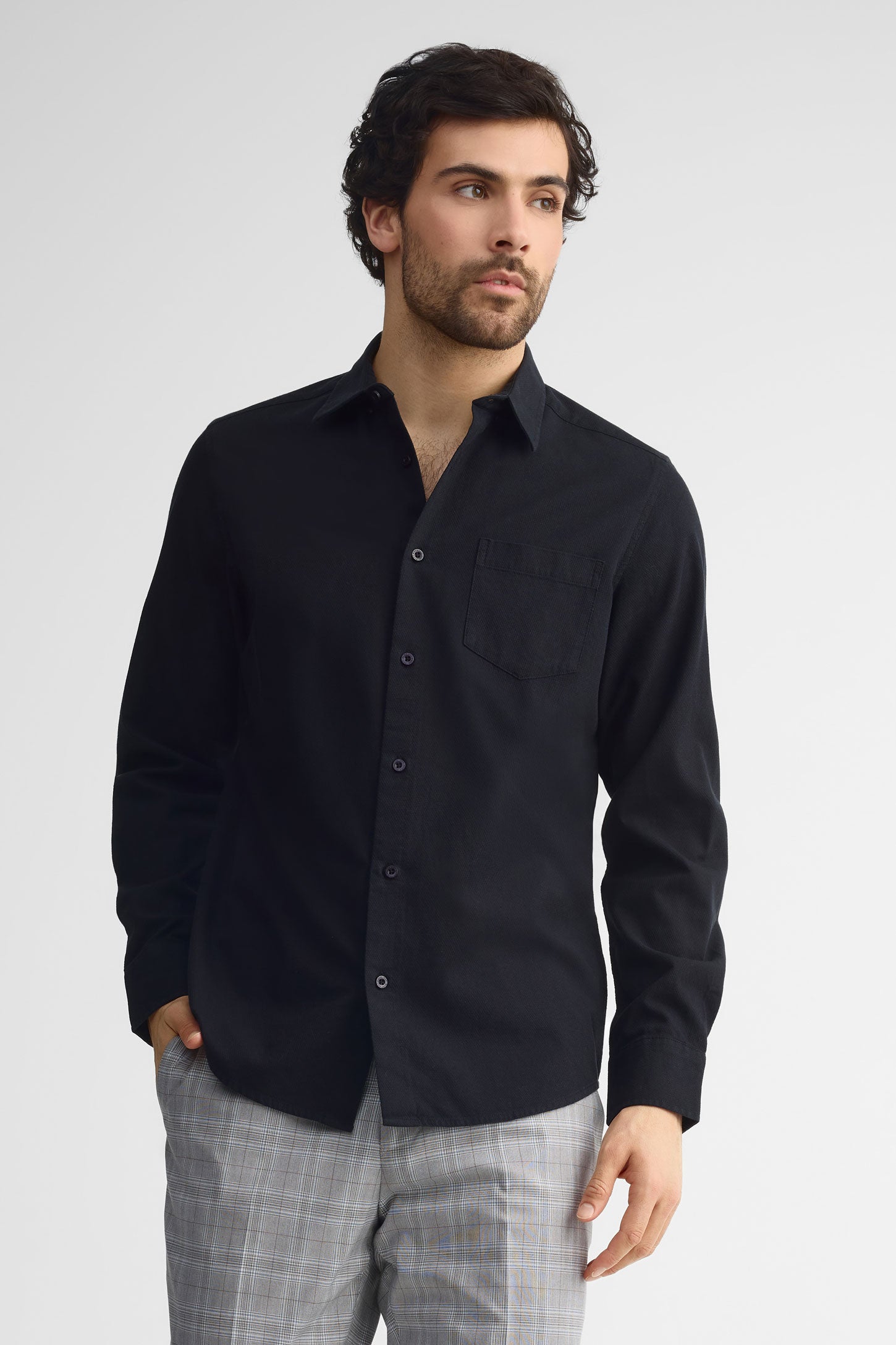 Chemise coupe régulière coton - Homme && NOIR