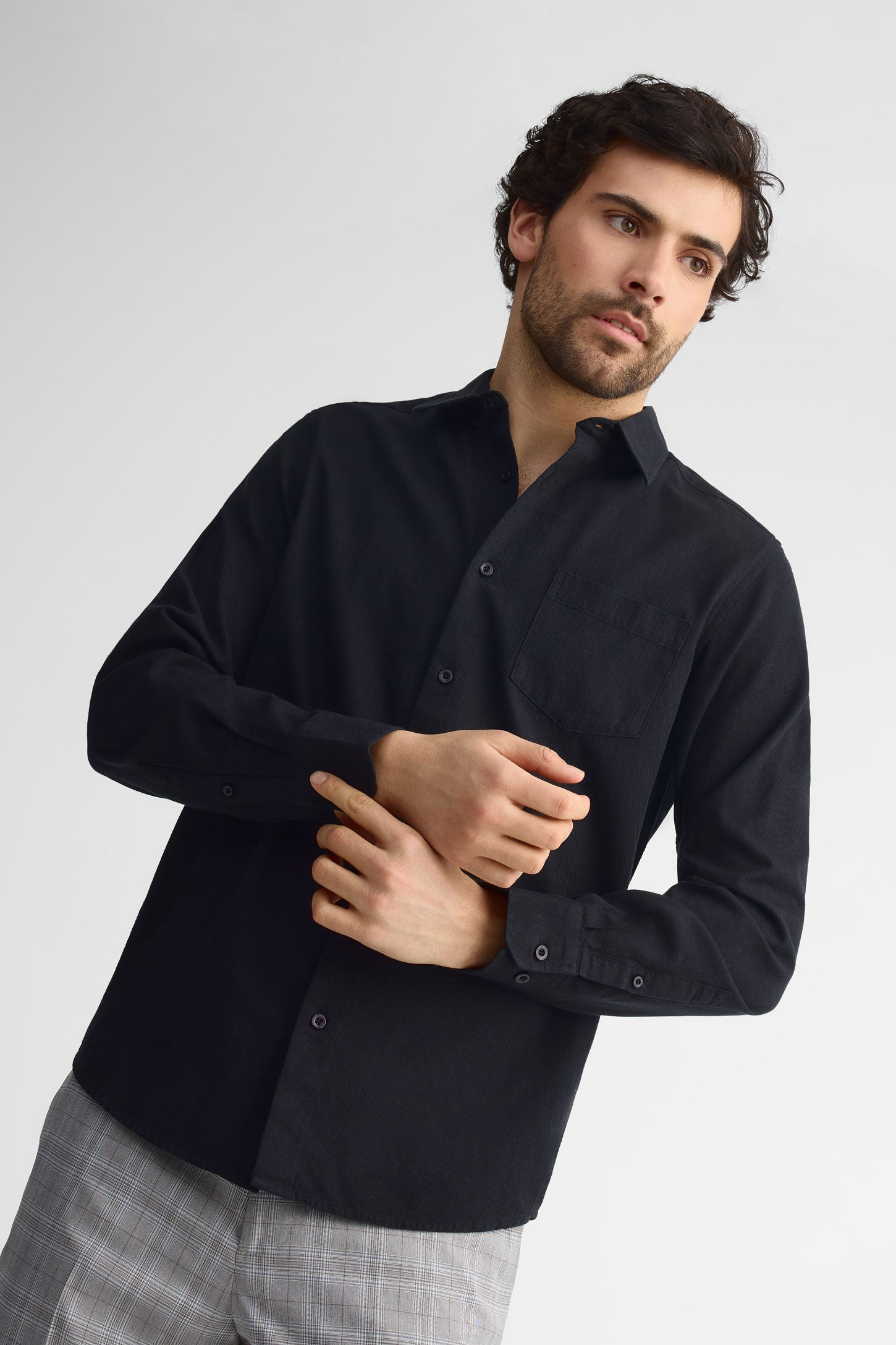 Chemise coupe régulière coton - Homme && NOIR