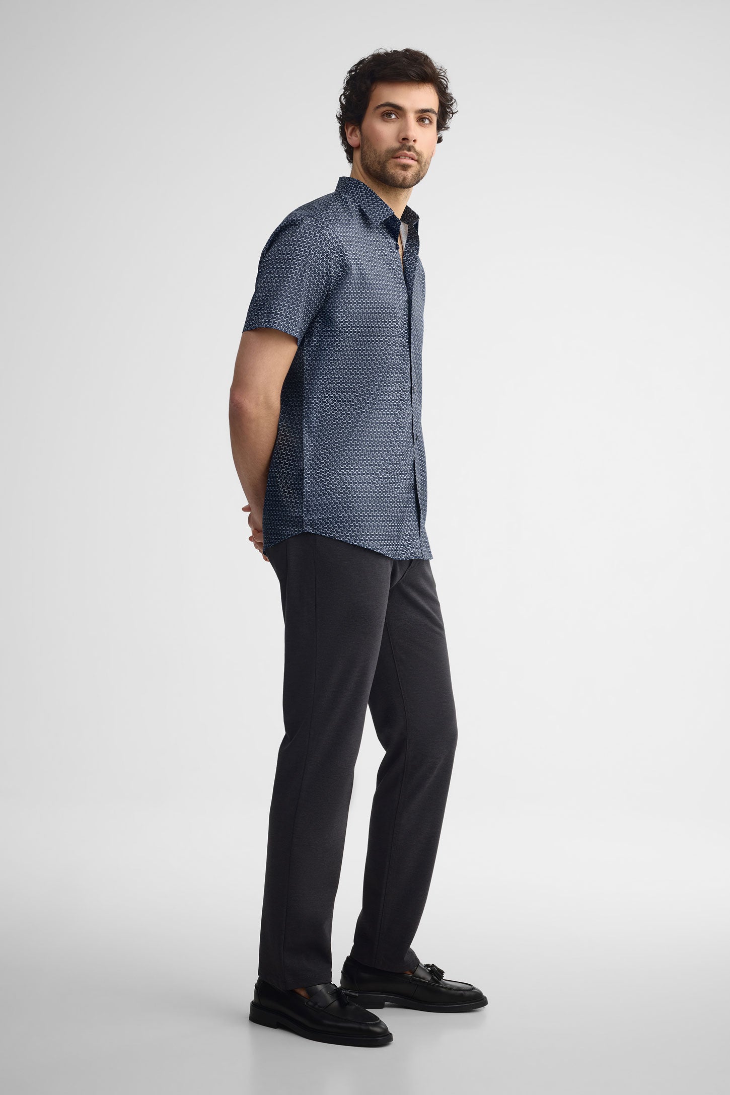 Chemise manches courtes microfibre - Homme && MARIN/MULTI