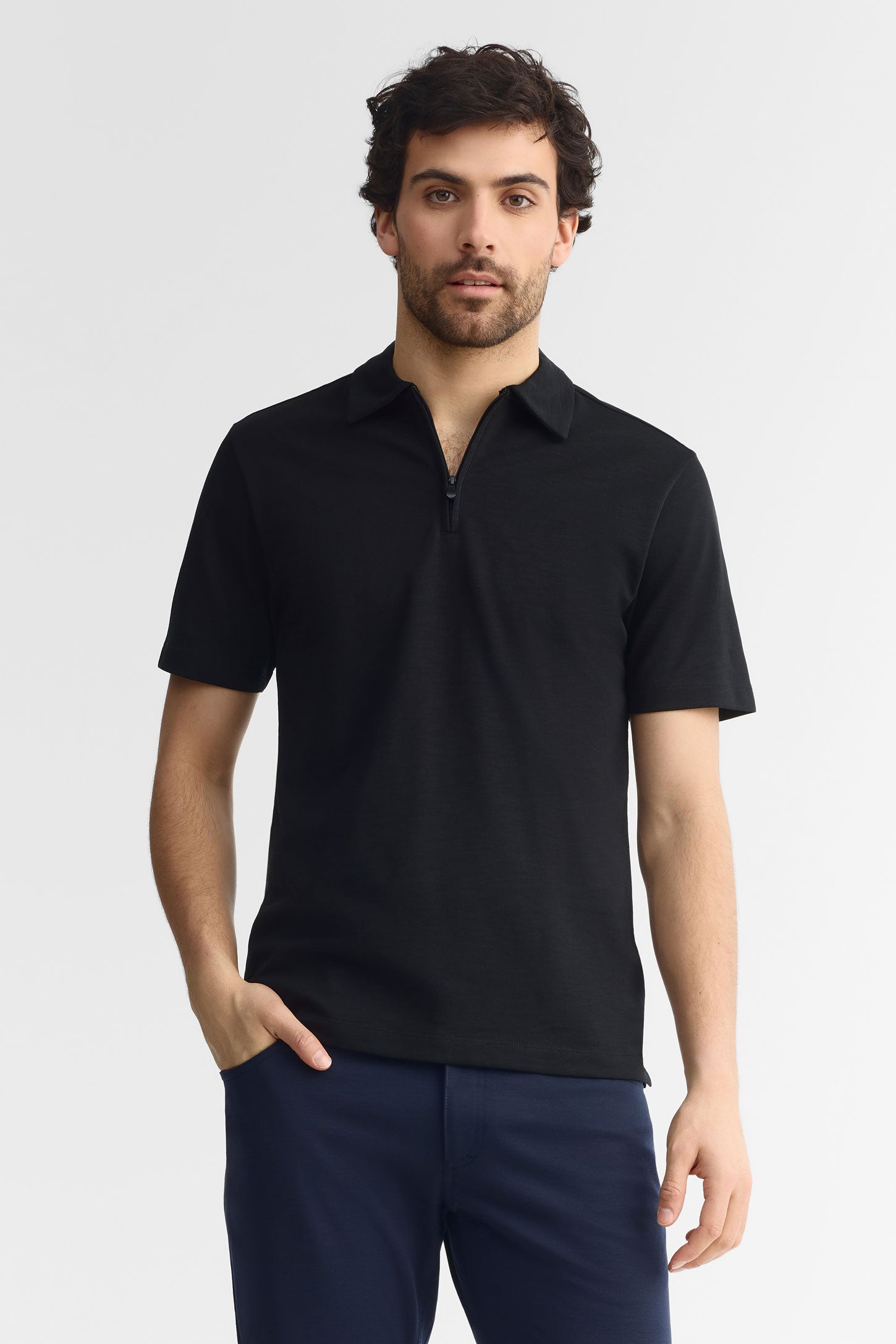 Polo manches courtes semi-ajusté - Homme && NOIR