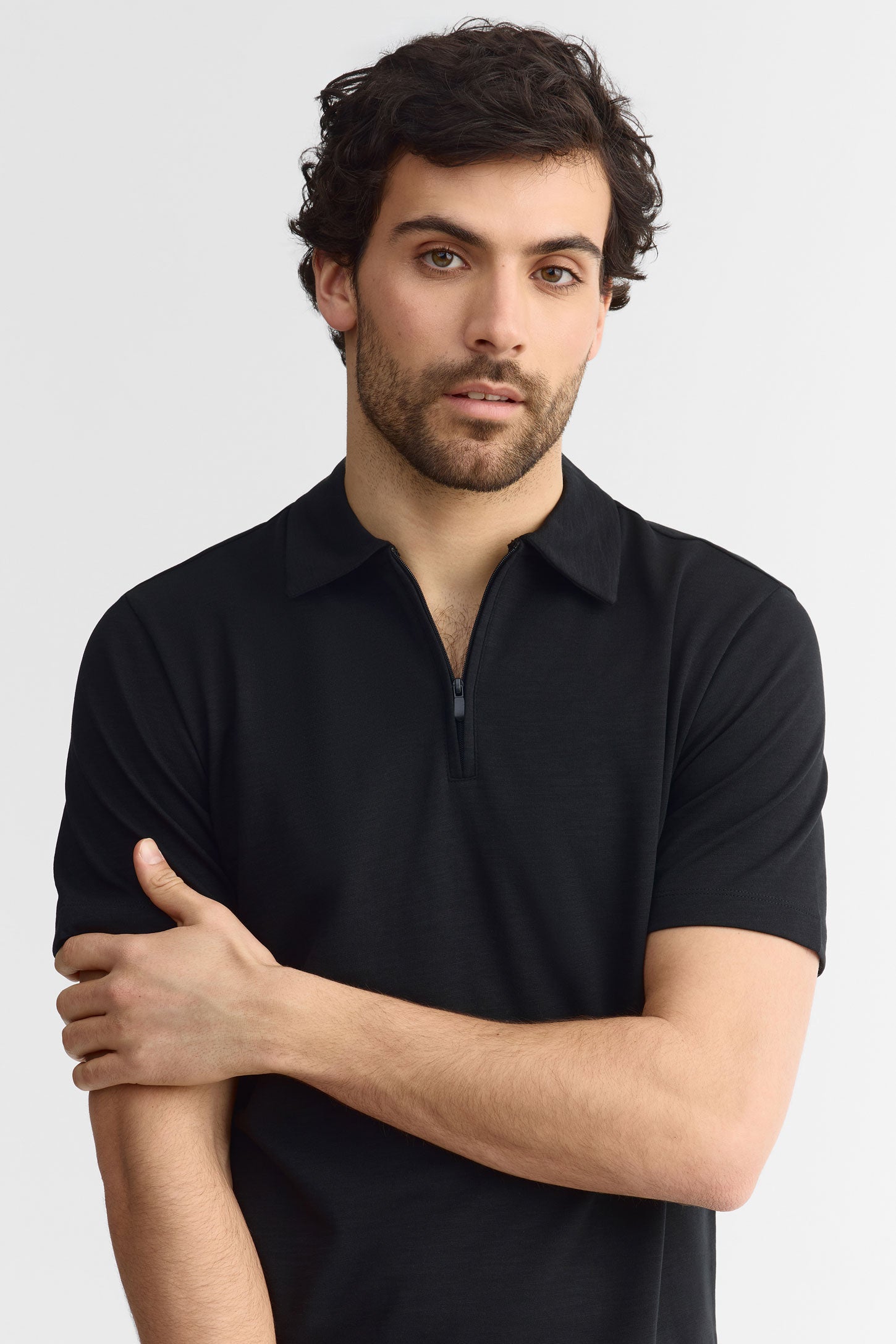 Polo manches courtes semi-ajusté - Homme && NOIR