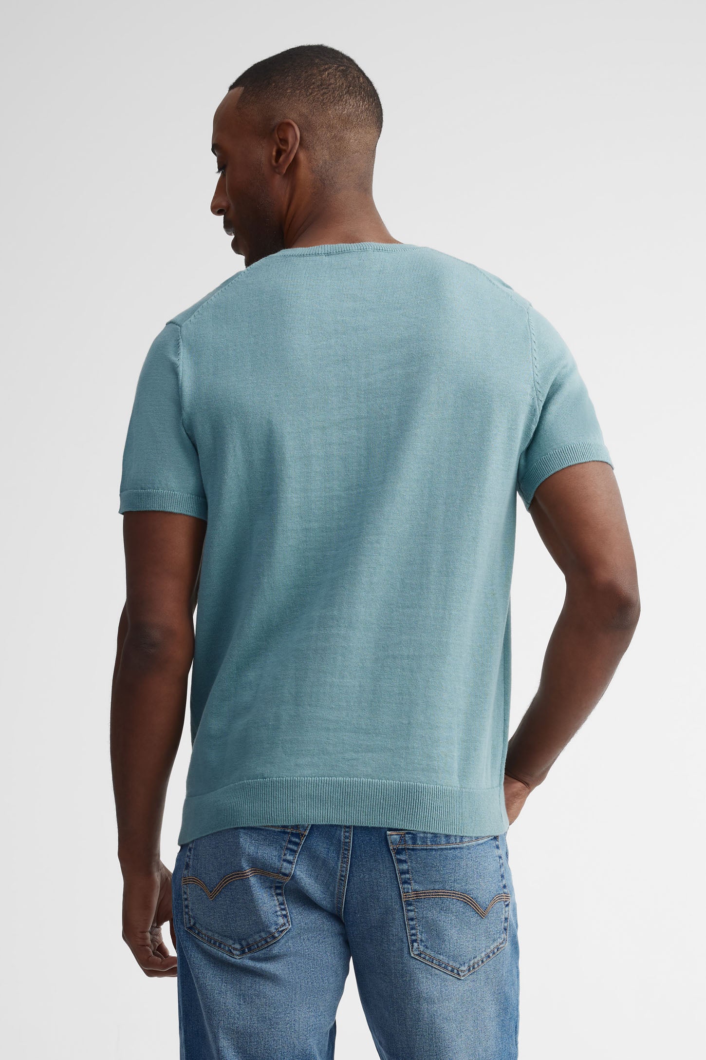 T-shirt col rond tricot - Homme && VERT