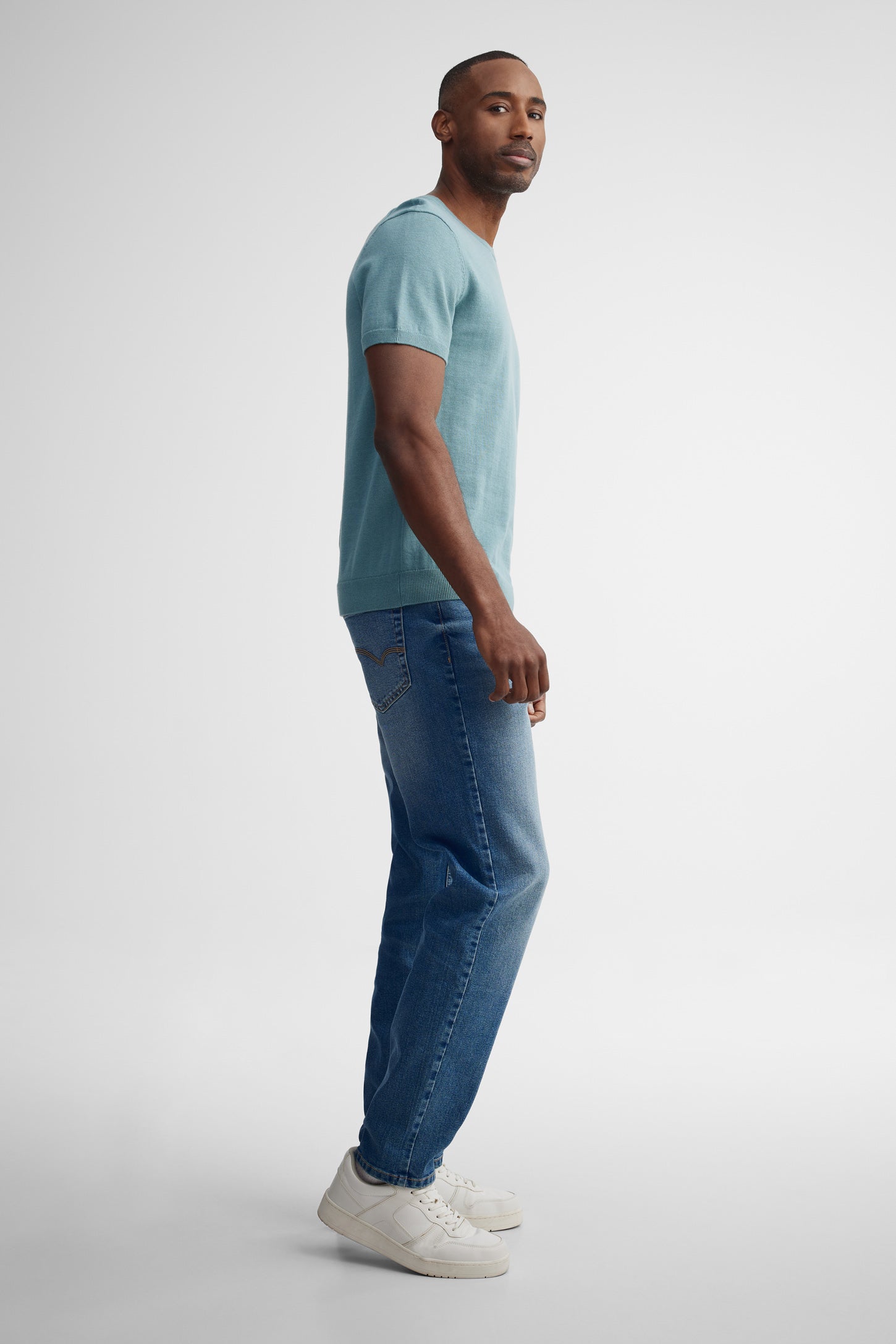 T-shirt col rond tricot - Homme && VERT