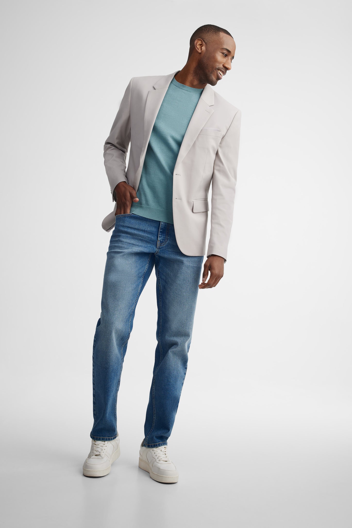 T-shirt col rond tricot - Homme && VERT